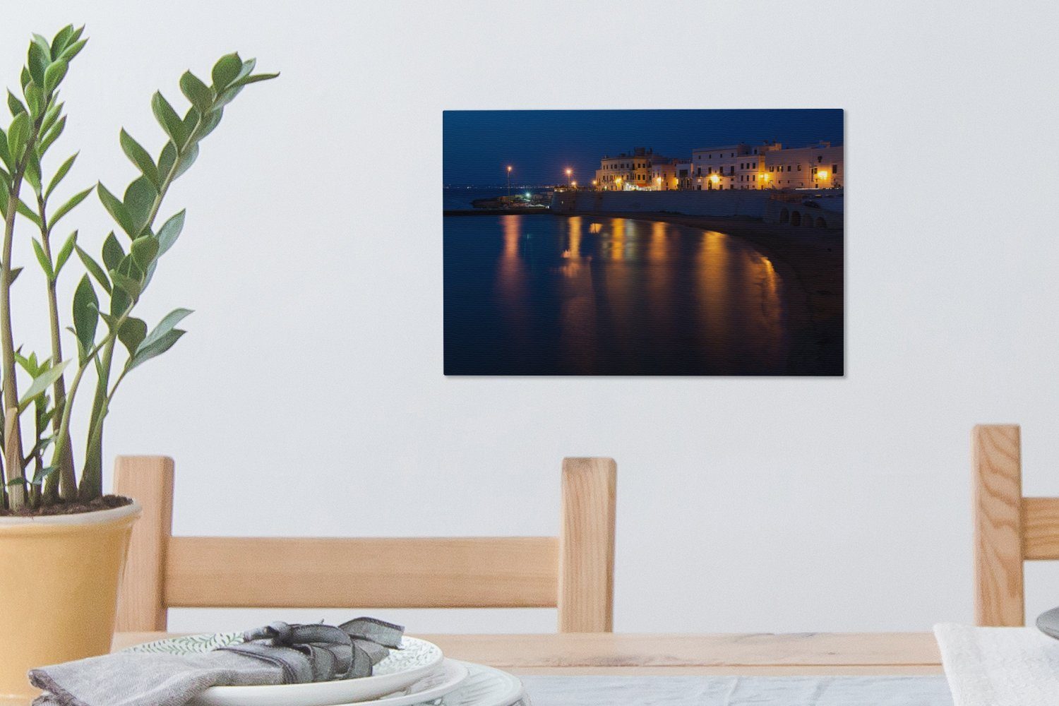 OneMillionCanvasses® Leinwandbild Gallipoli am Abend cm Wandbild 30x20 (1 beleuchtet, St), Leinwandbilder, Aufhängefertig, Wanddeko
