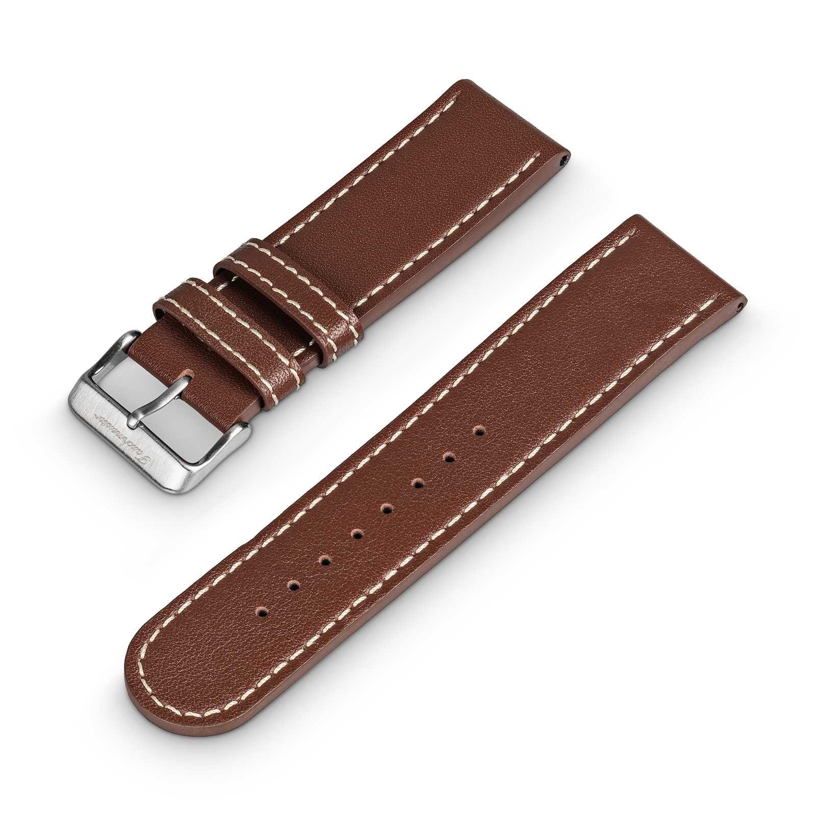 Tauchmeister Uhrenarmband Leder-Armband Ersatzband braun mit Dornschließe 24 mm