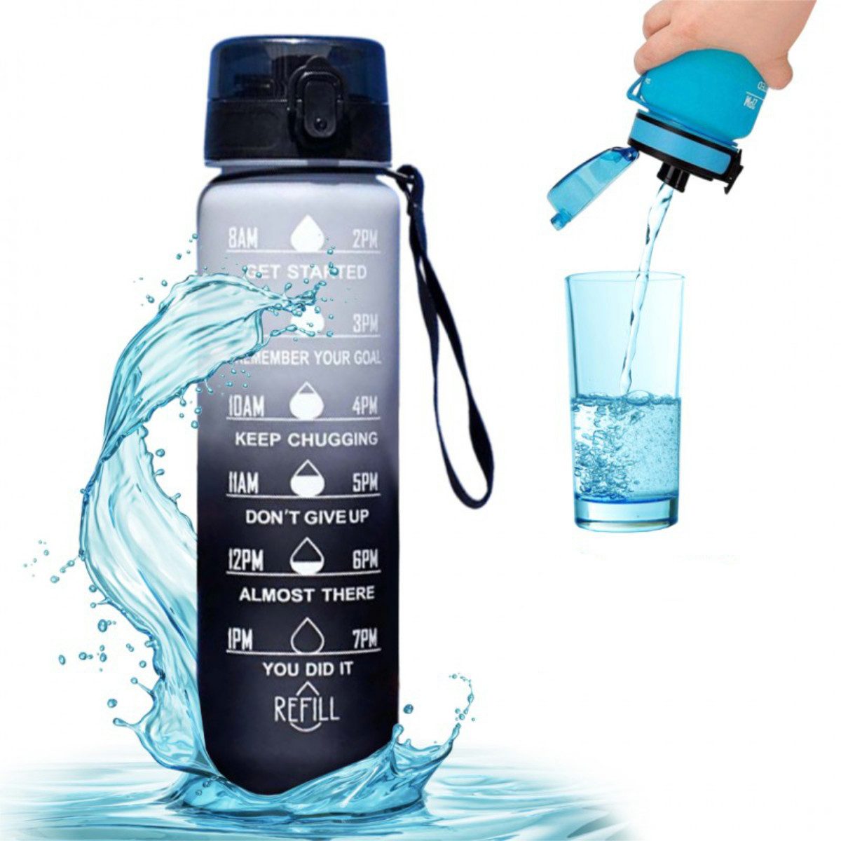 Trinkflasche XL Sportflasche Wasserflasche Flasche 1000 ml in 7 Farben