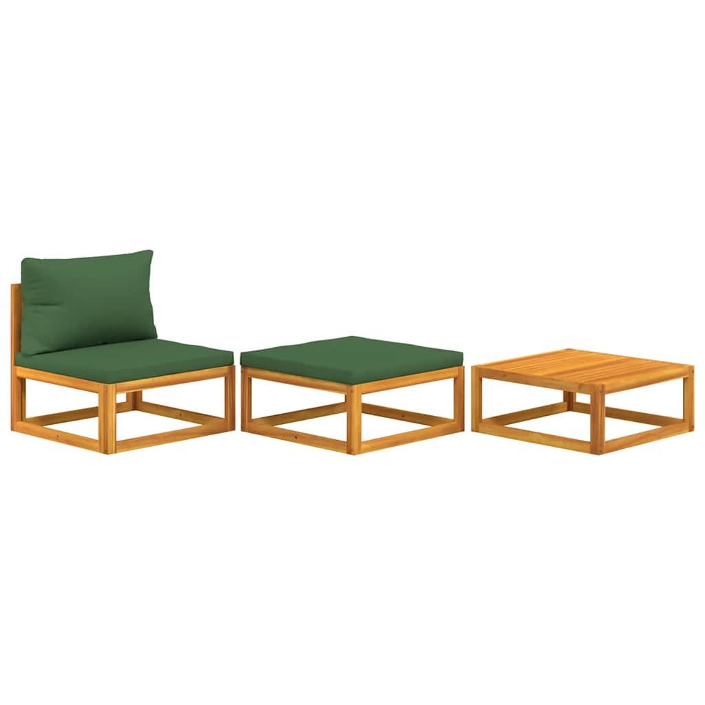 vidaXL Sofaelement 3-tlg. Garten-Lounge-Set mit Kissen Massivholz (1 St)