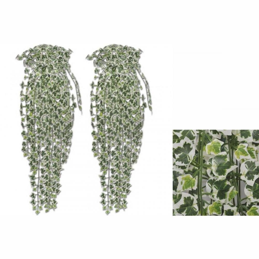 2 Künstliche Zimmerpflanze Künstlicher vidaXL, echt, cm cm 90 Efeu Stück Pflanze realistisch 0 Höhe grün-weiß