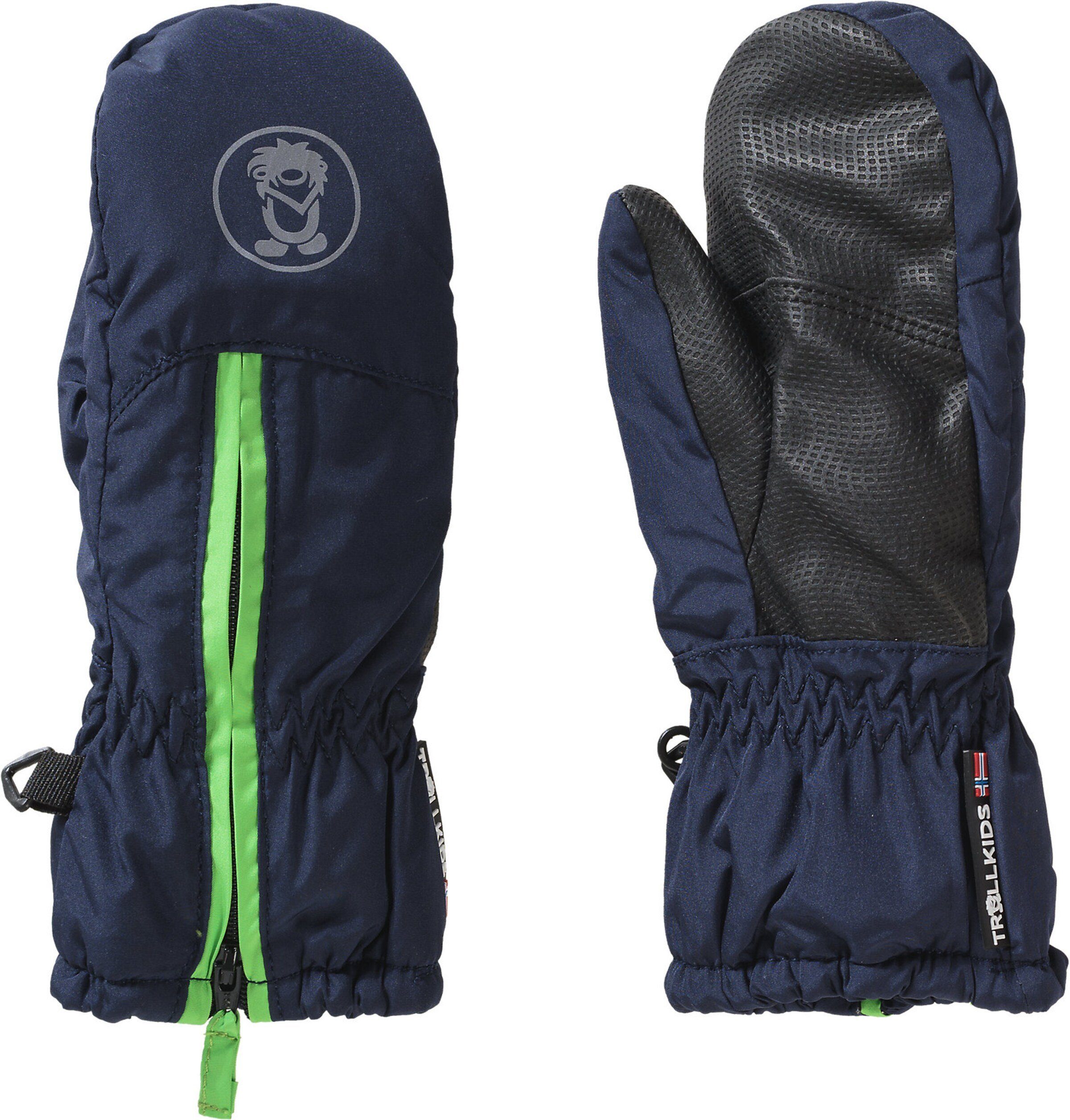 Marineblau Hellgrün Skihandschuhe / TROLLKIDS