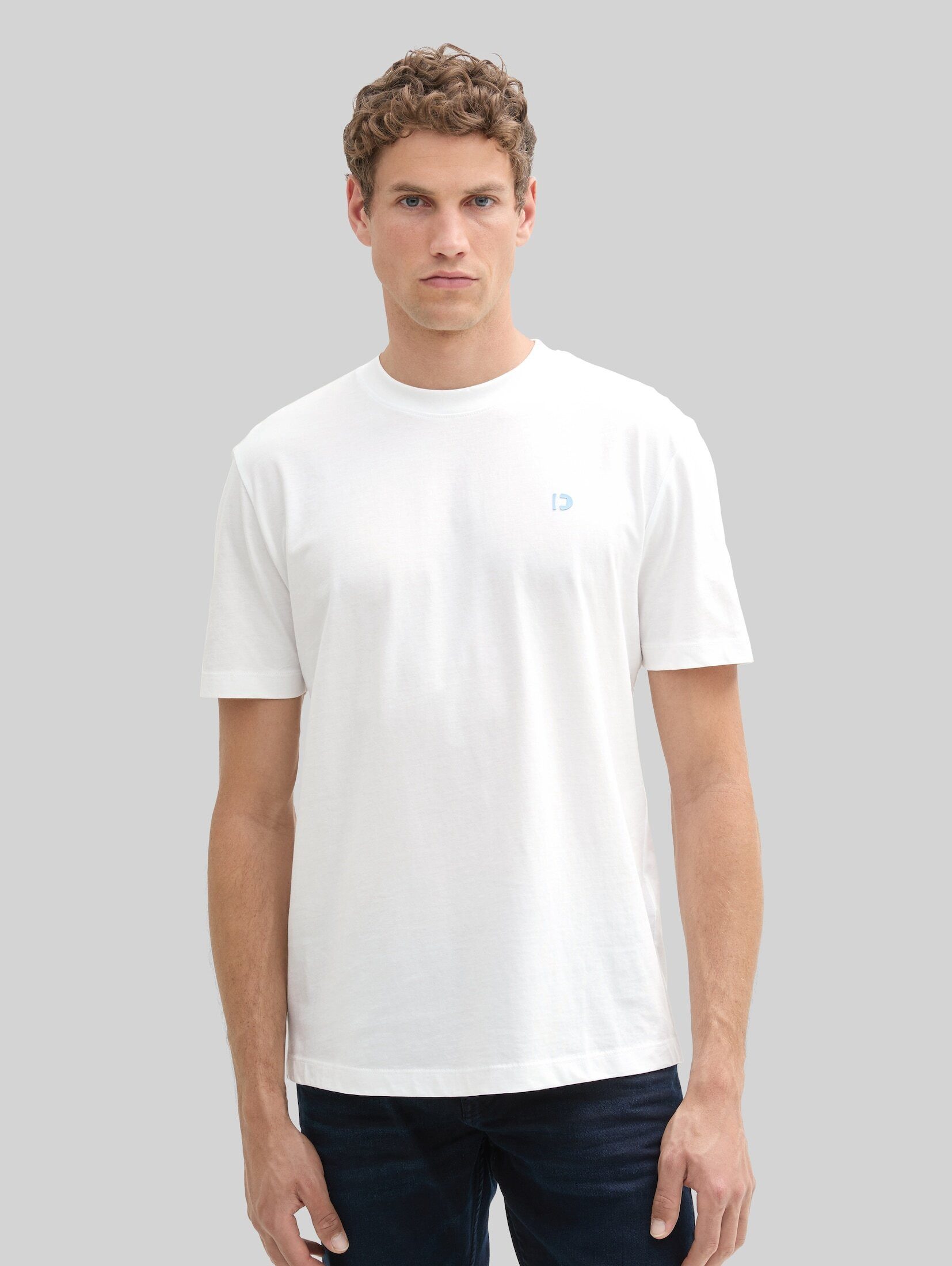 TOM TAILOR Denim T-Shirt T-Shirt (im Einserpack) Basic T-Shirt mit Logo-Print