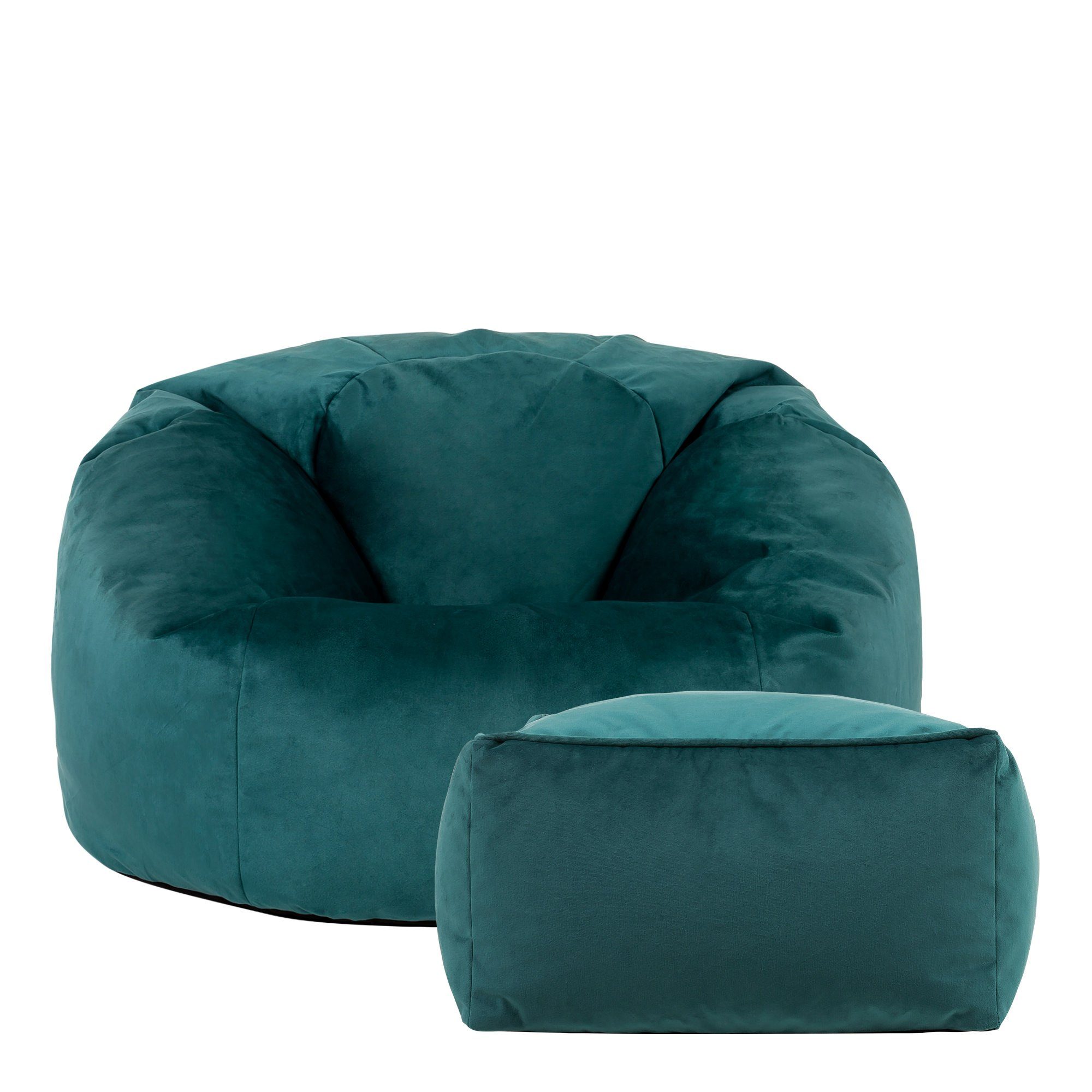 icon aus Klassischer Sitzsack Sitzpouf Sitzsack blaugrün mit Plüschsamt „Aurora“