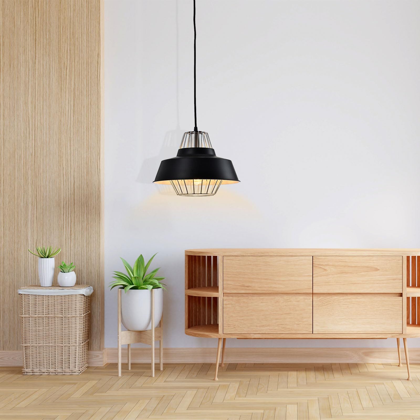 LQWELL Pendelleuchte Modern Hängeleuchte E27 Skandinavisch LED Pendelleuchteenlampe, keine Glühbirnen, Mattschwarz Minimalistische Industrie Pendellampe Hängelampe, Wohnraumbeleuchtung, für Küche, Wohnzimmer, Schlafzimmer, Esszimmer, Café