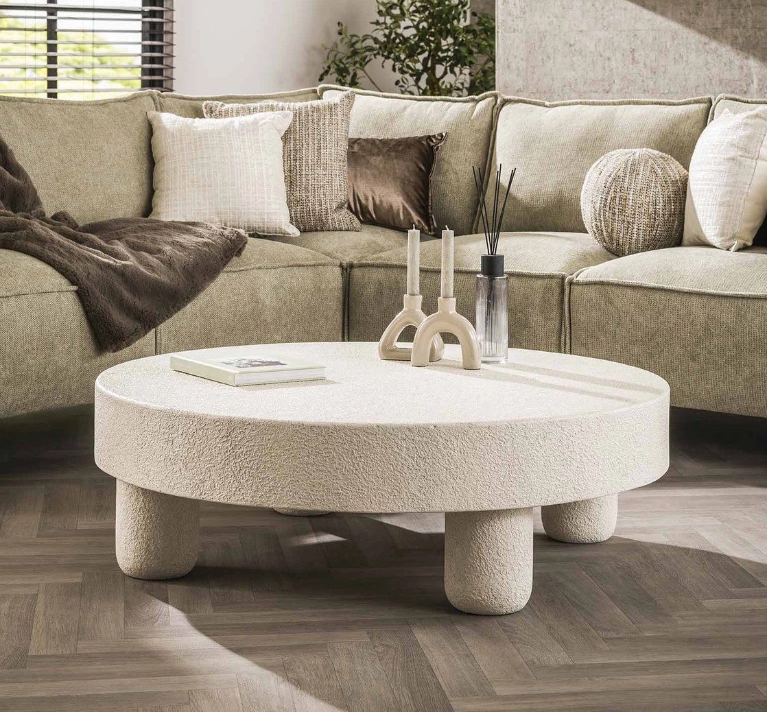 Couchtisch ASTONE rund aus Marmor Verbundstoff Sofatisch Ø 110cm