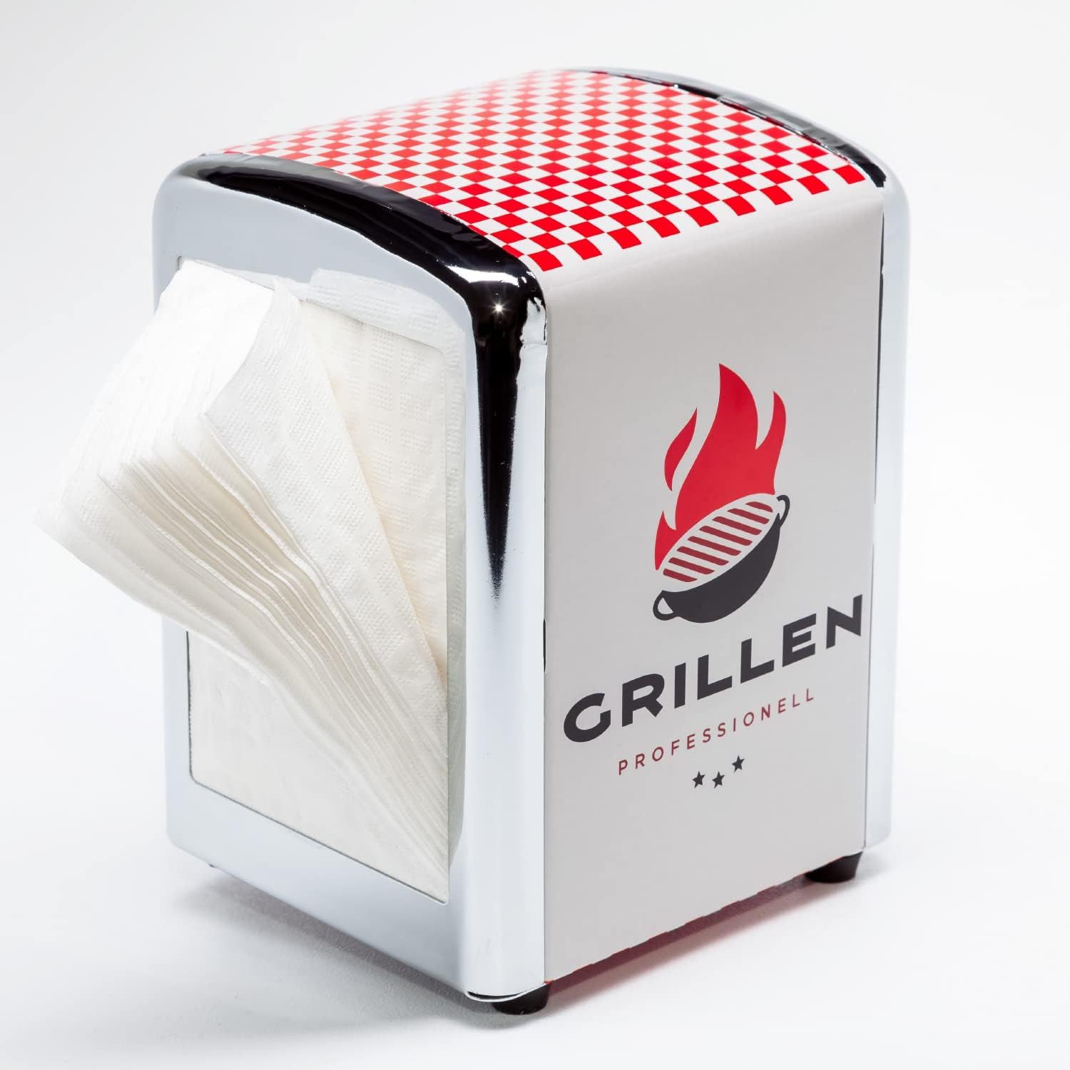 HF Home Flair Serviettenhalter 1x Home-Flair Premium Serviettenspender I Serviettenhalter (Grillen), (1-tlg), Diner Serviettenhalter I inkl. 60 Servietten