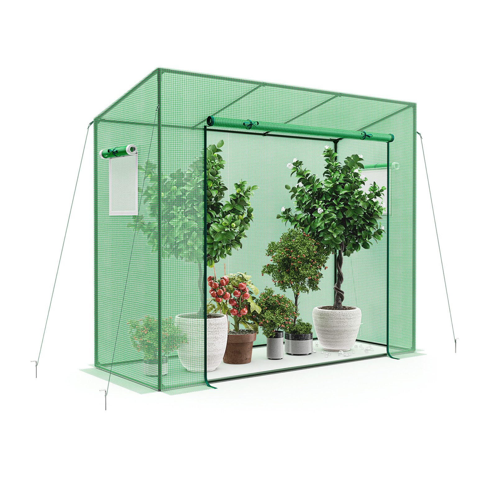 COSTWAY Gewächshaus, mit aufrollbarer Tür & 2 Netzfenstern