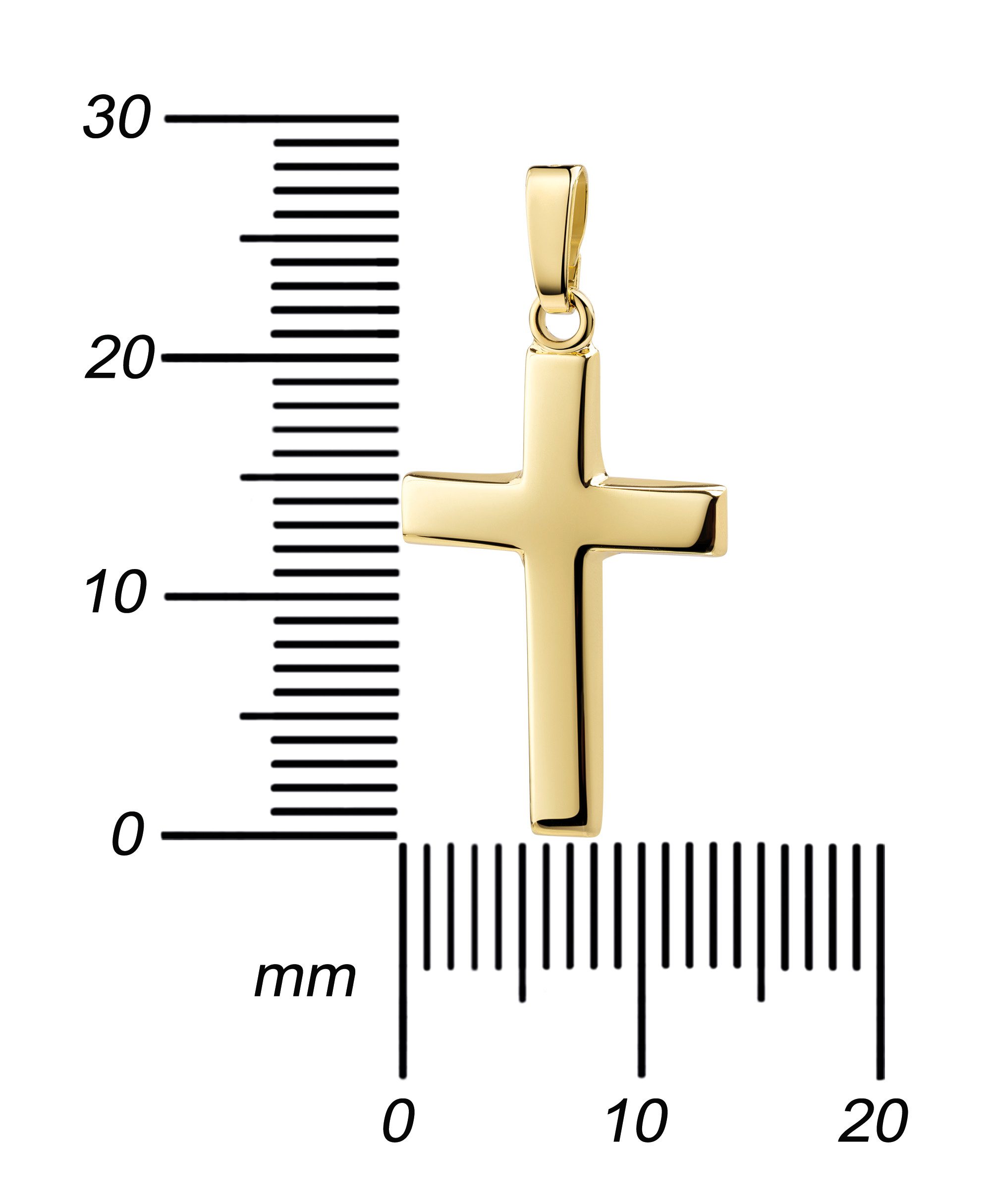 JEVELION Kreuzkette massiver Kreuzanhänger 333 Gold 8 Karat - Made in Germany (Goldkreuz, für Damen und Mädchen), Mit Kette vergoldet- Länge wählbar 36 - 70 cm oder ohne Kette.