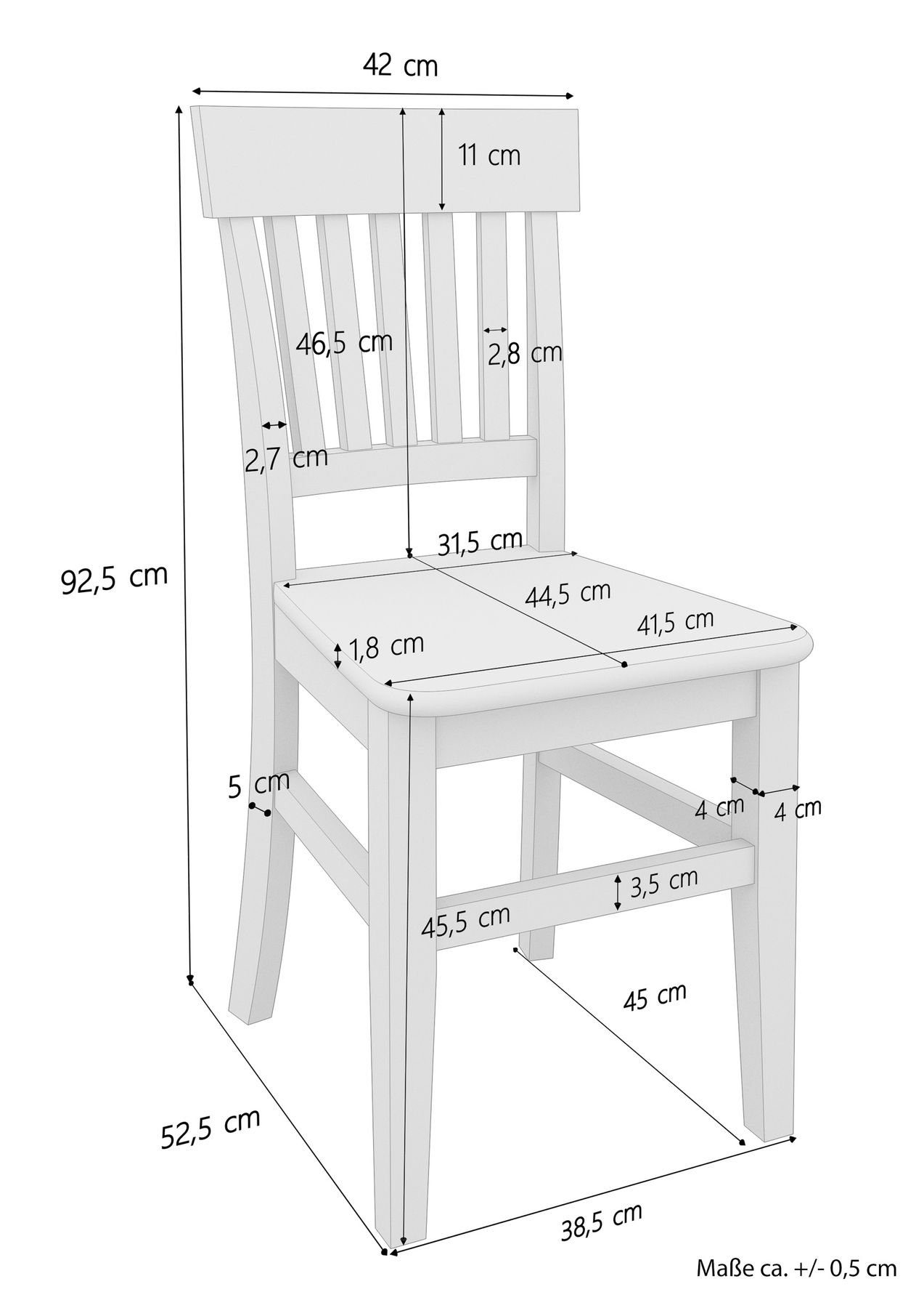 Holzstuhl Esszimmerstuhl ERST-HOLZ Küchenstuhl oder Doppelpack Klassischer robust Einzelstuhl V-90.71-27 Massivholzstuhl