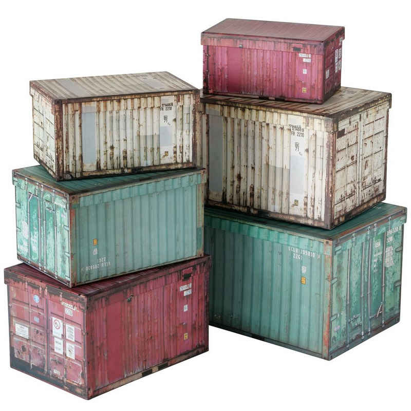 MamboCat Aufbewahrungskorb 6tlg Set Geschenkboxen Container bunt verschiedene Größen Pappboxen
