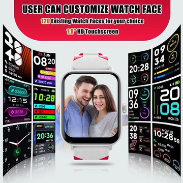 HUYVMAY Smartwatch (1,8 Zoll, Android, iOS), IP68 wasserdichte Uhr mit DIY und 120 Uhrengesichten 100 Sportmodi