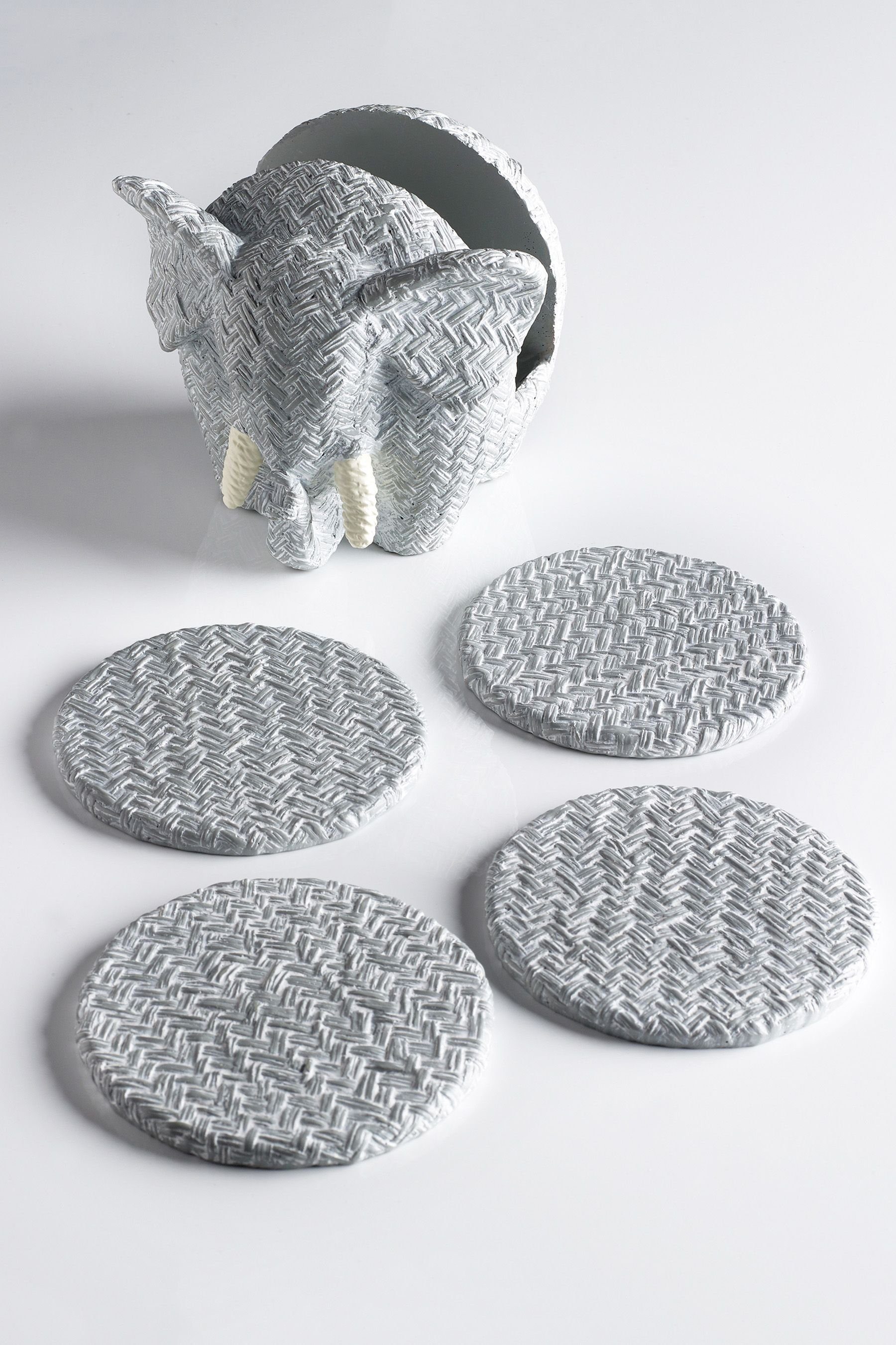 Elephant Tassenuntersetzer Next mit im Untersetzern 4 Ständer, Grey 1-tlg. Set