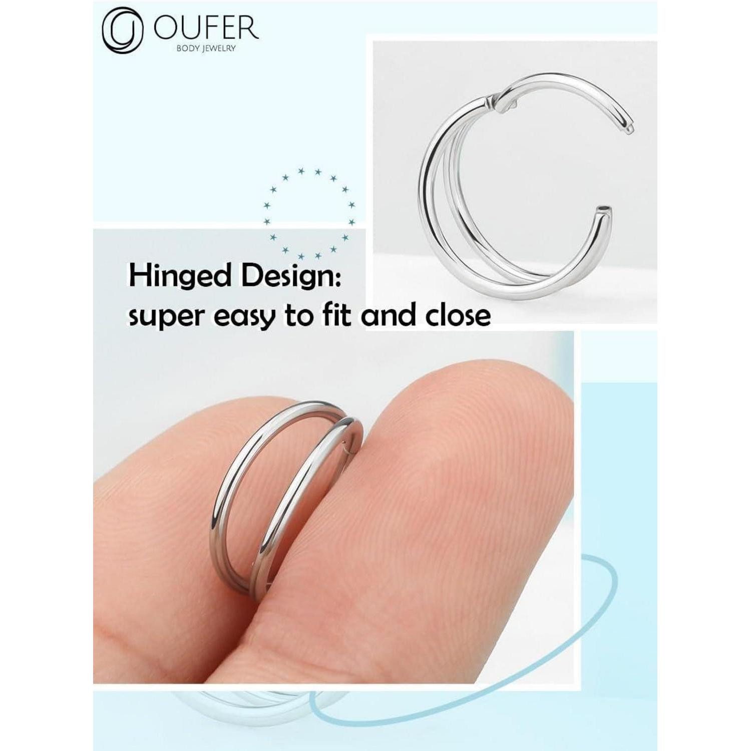 OUFER Nasenpiercing Nasenpiercing 20G Chirurgenstahl Helix Hoop Ring Nasenring Nase