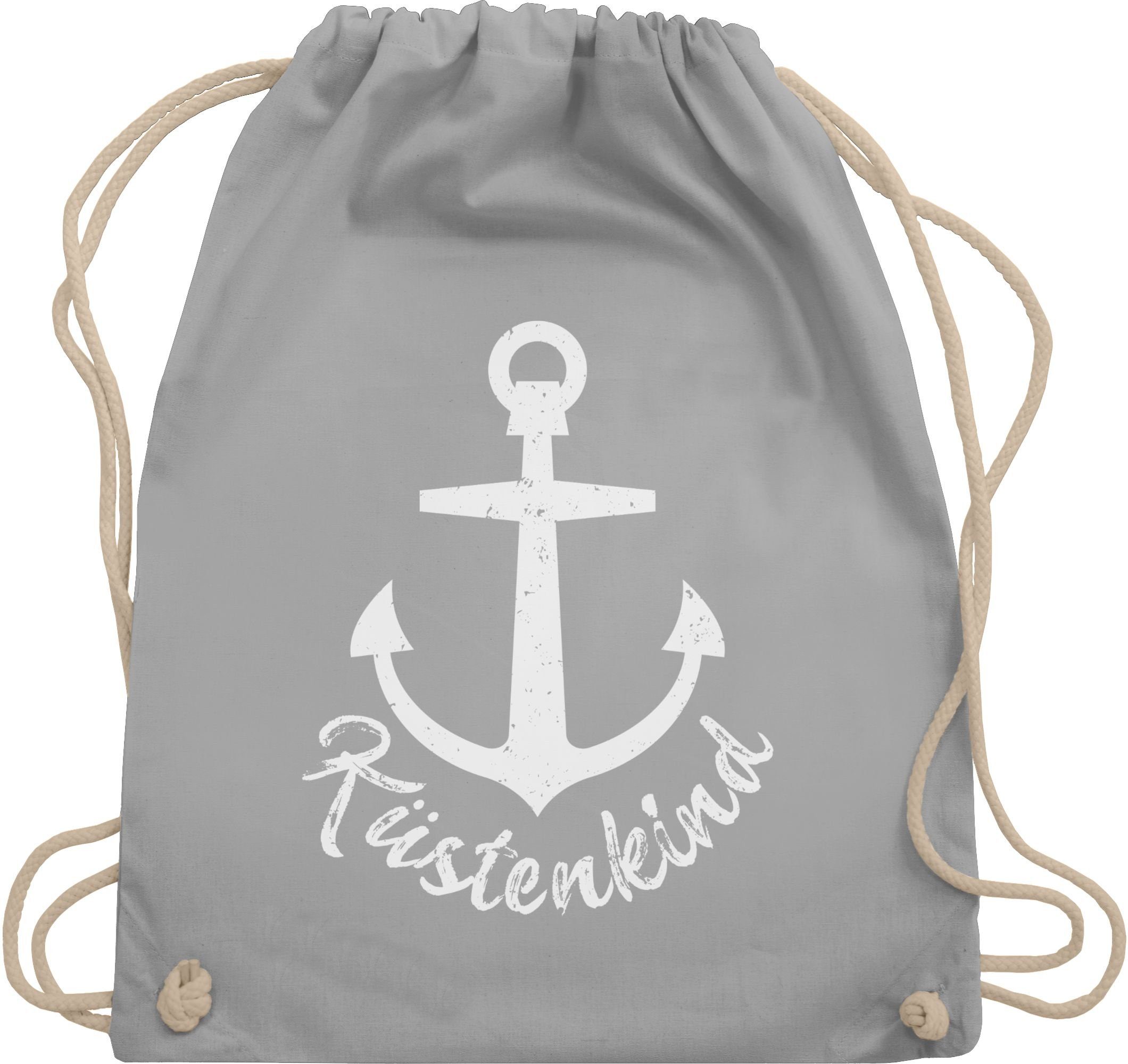 Turnbeutel Küstenkind mit Anker - weiß