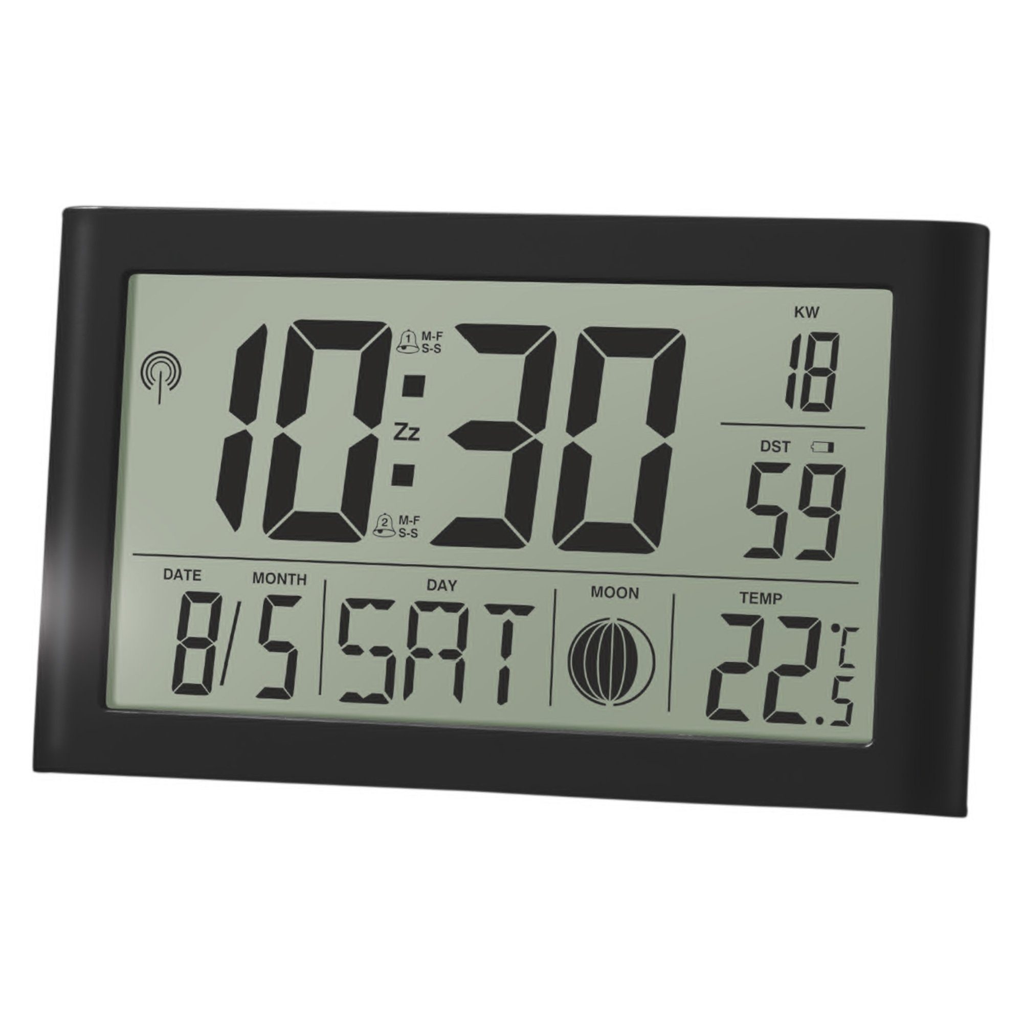 Miraval Wanduhr »Digitale LCD Tischfunkuhr mit + Temperaturanzeige« ( Digitale Funkuhr mit Datumsanzeige Digital Schwarz 2x AA-Batterie Schwarz  Kunststoff Unisex DCF77 Datumsanzeige)