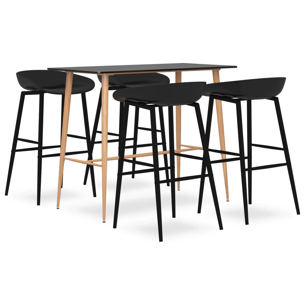 furnicato Bargruppe Bartisch und 4 Barhocker Schwarz 120 x 60 x 105 cm, (1-tlg)
