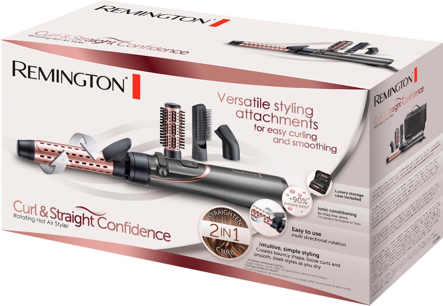 Confidence Styler Straight Warmluftbürste 3-in1 & Ionen Remington Curl AS8606,