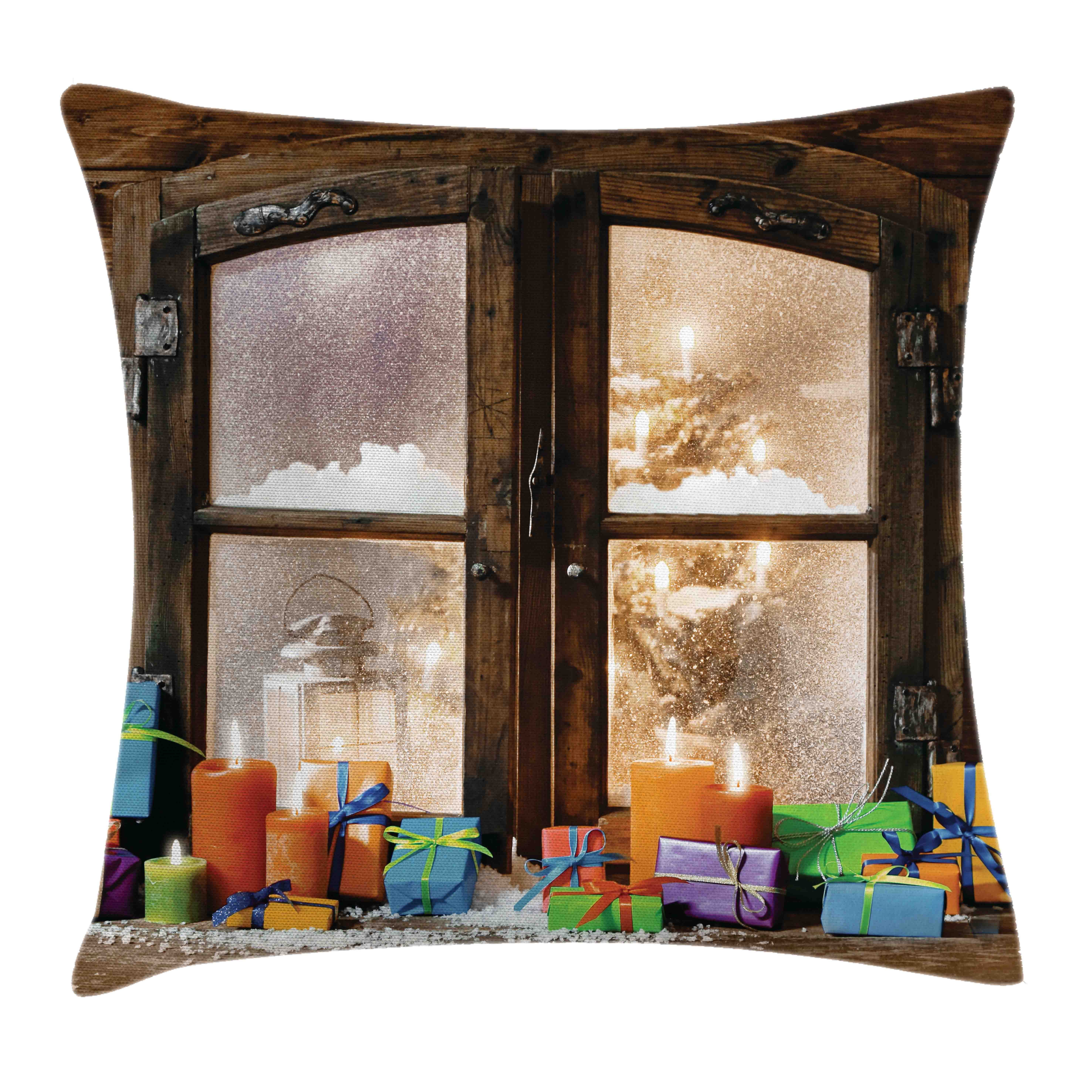 Rustikaler Weihnachten (1 Beidseitiger Reißverschluss Wetter Schnee Stück), Druck, Farbfesten Stil Kissenbezüge mit Farben Kissenhülle Abakuhaus