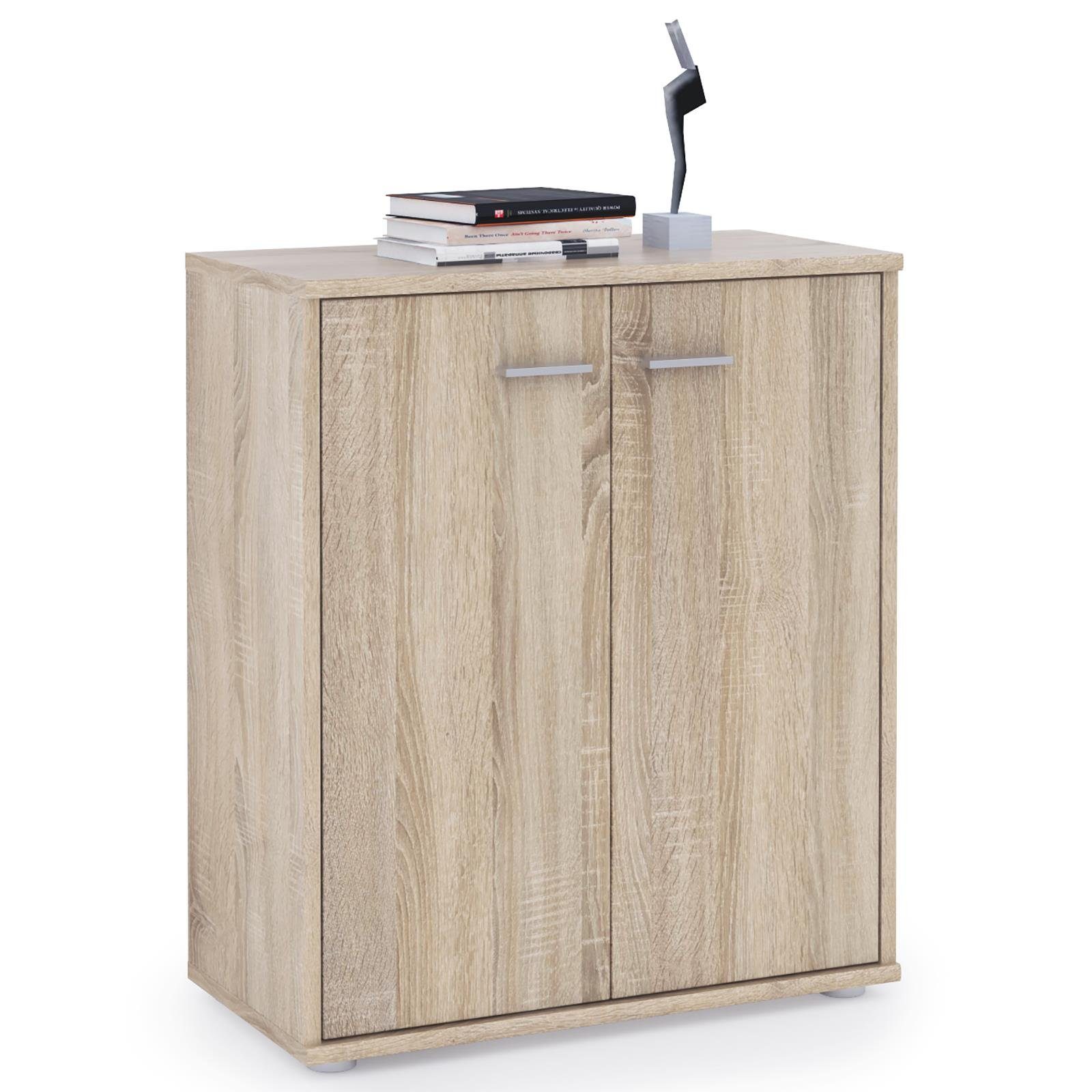 CARO-Möbel Highboard TOMMY, Kommode Sideboard Schrank in Sonoma Eiche 2 Türen Wohnzimmer Anrichte