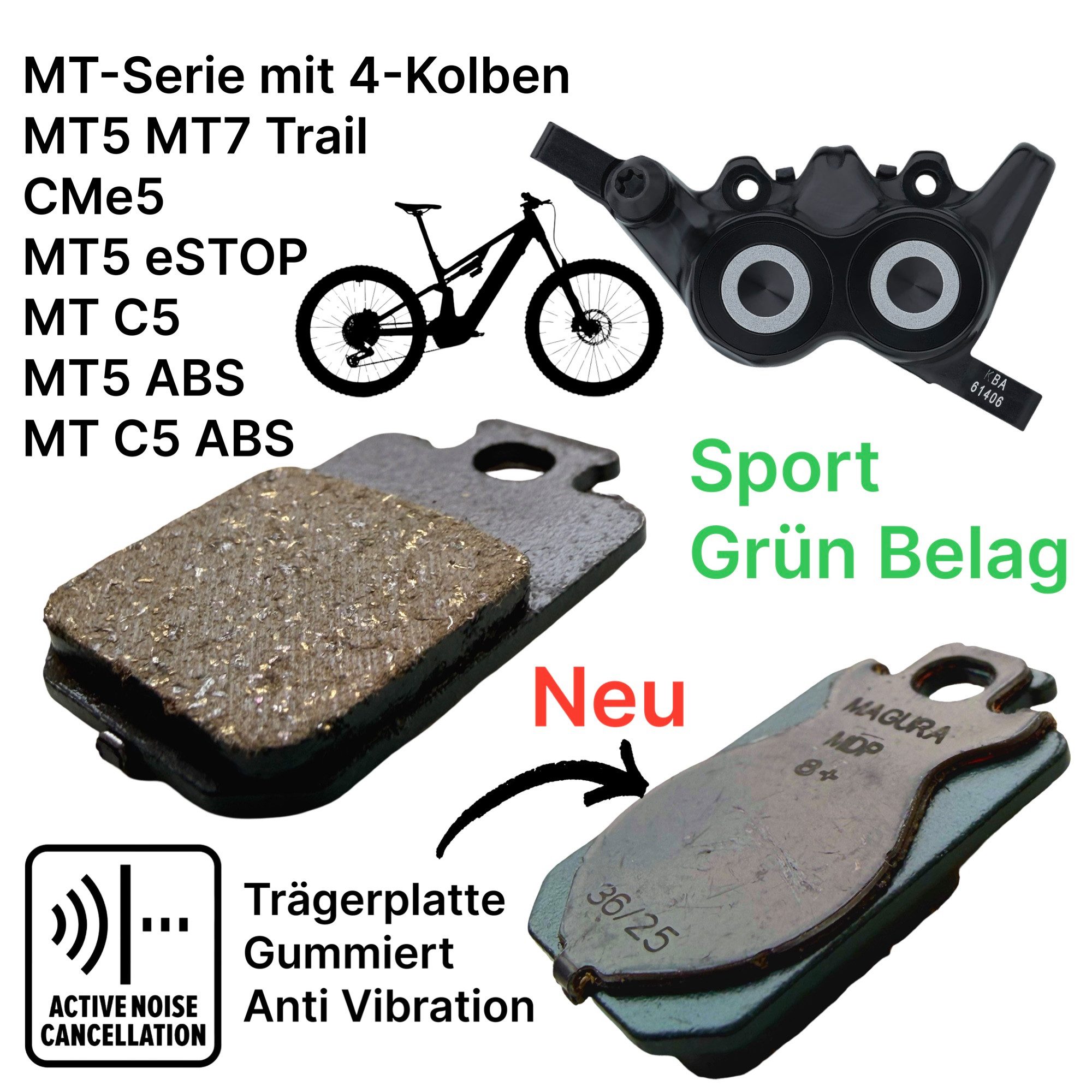 Magura Scheibenbremse Magura Bremsbeläge MDP 8+ Sport Vibrations Dämpfer MT Scheibenbremse