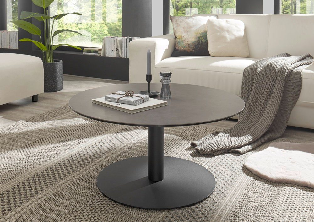 MCA furniture Couchtisch Couchtisch Tartu, anthrazit / schwarz, rund Ø 80 cm (no-Set), Breite 80 cm,Tischplatte aus Keramik