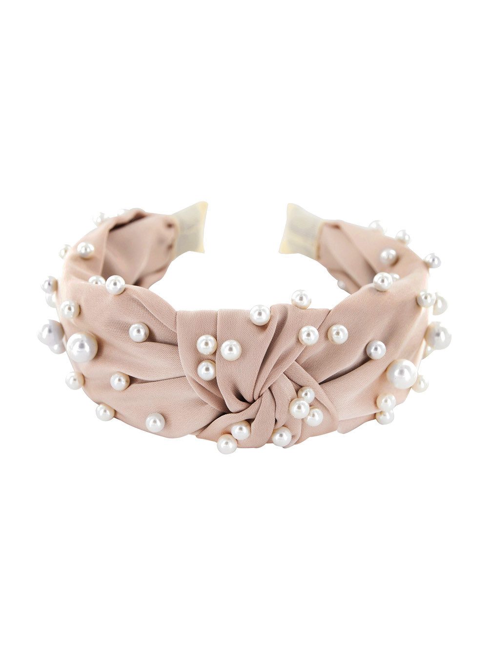 Haarreif Breiter Haarreif mit Perlen und Knoten - Satin bezogen