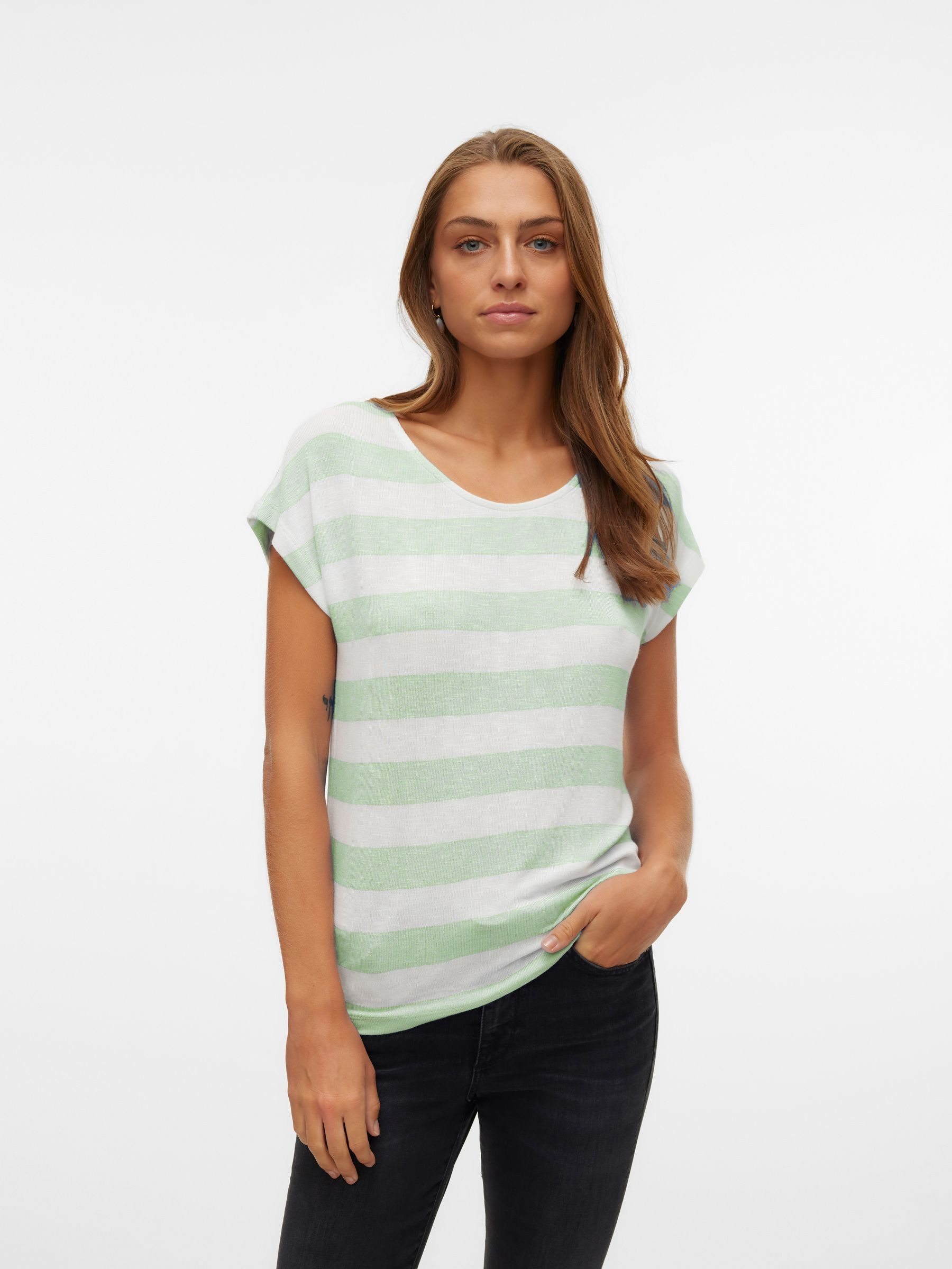 Vero Moda T-Shirt Gestreiftes mit Rundhalsausschnitt günstig online kaufen
