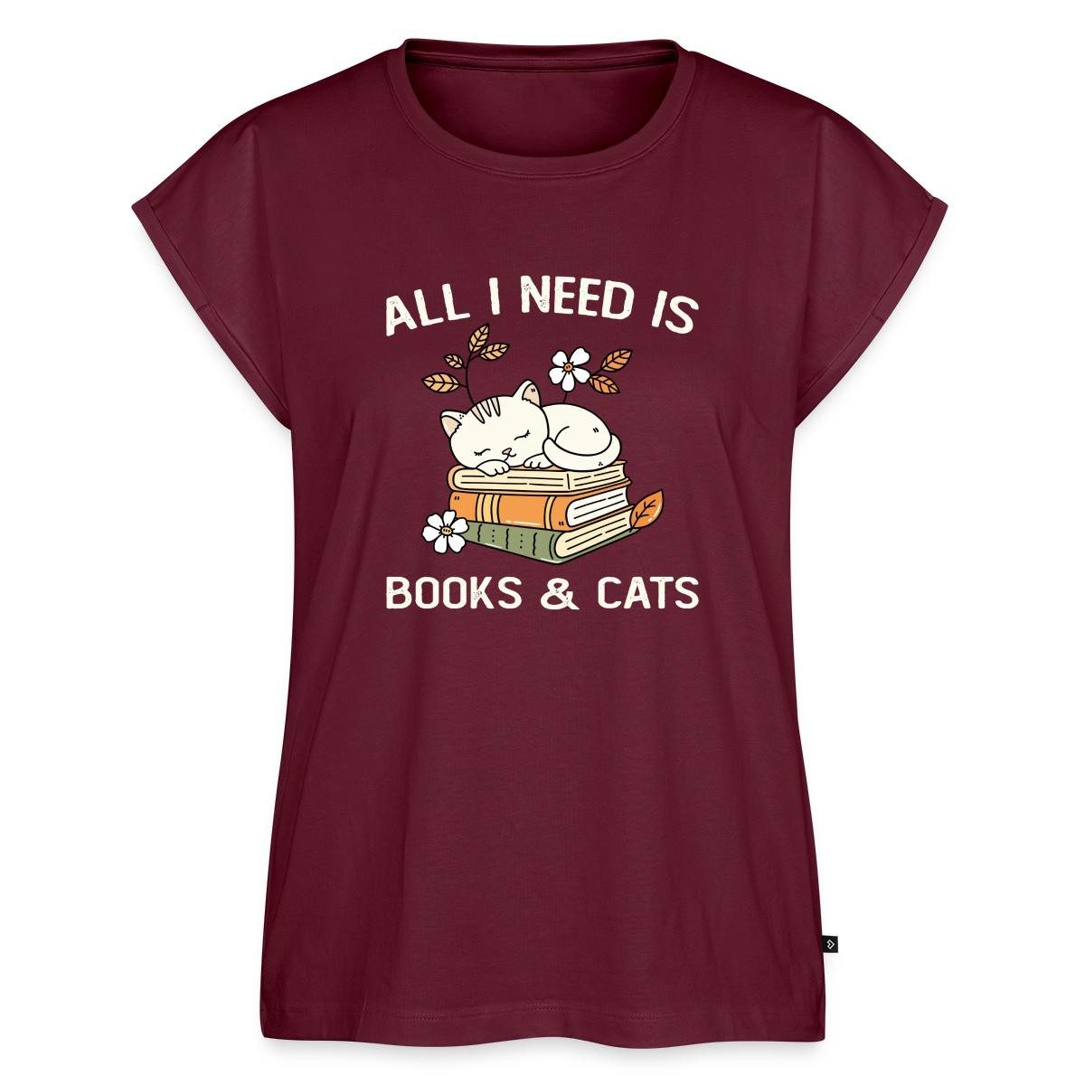 Spreadshirt T-Shirt All I Need Is Books & Cats, Katze Und Bücher Damen Casual Relaxed T-S (1-tlg)