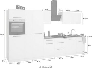 wiho Küchen Küchenzeile Unna, mit E-Geräten, Breite 360 cm