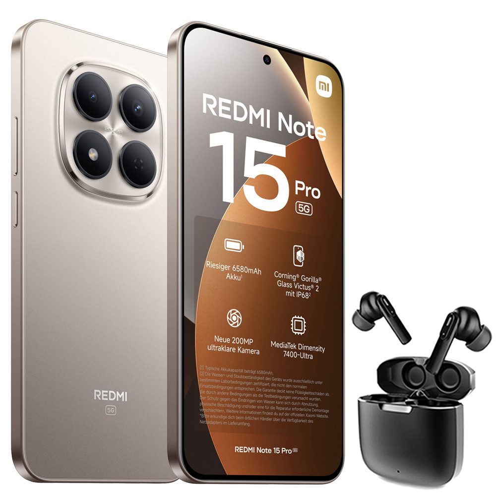 Xiaomi Redmi Note 15 Pro 5G 8+256GB Smartphone & Bluetooth Kopfhörer Handy (200 MP Kamera)