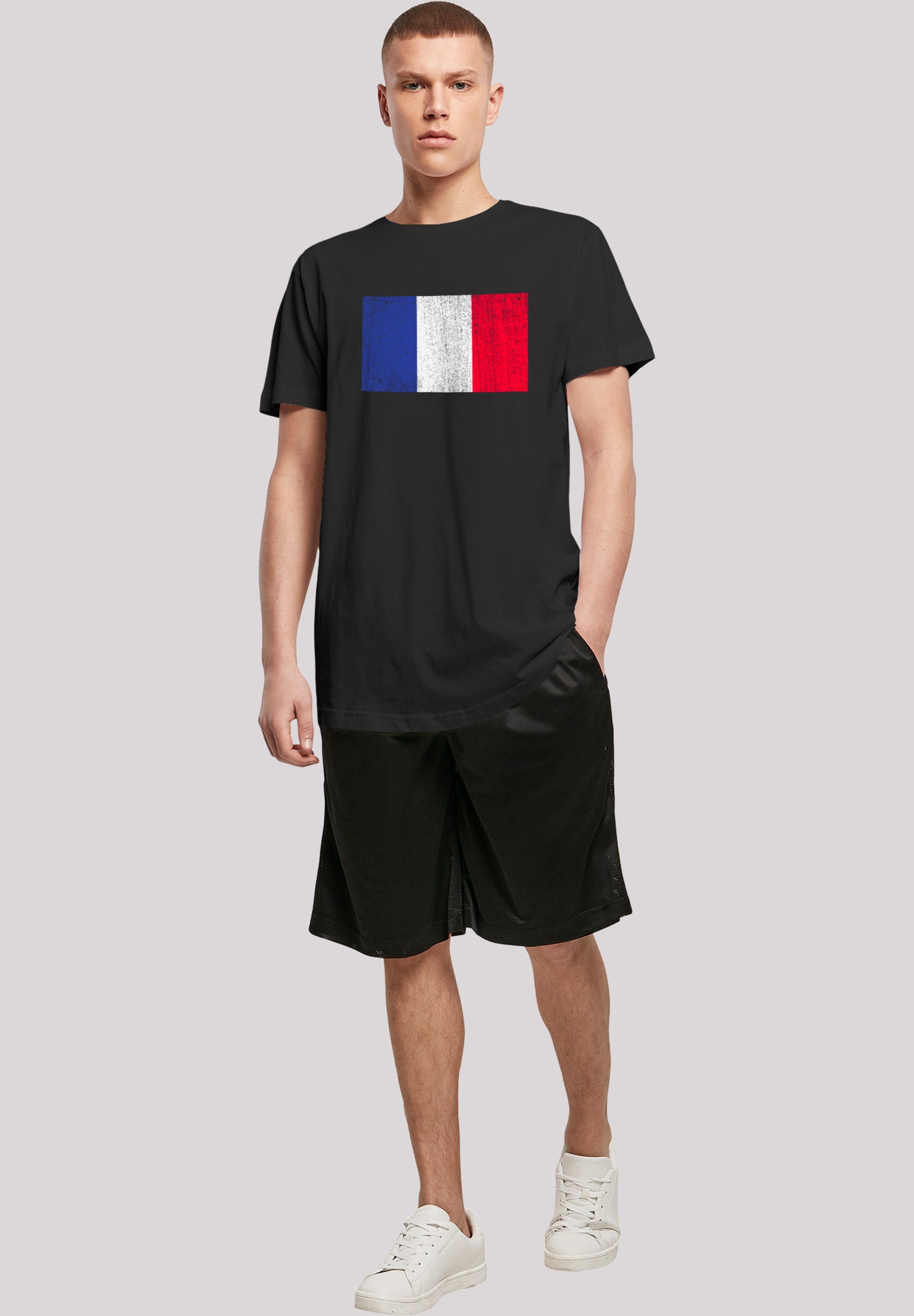 Print schwarz Frankreich distressed F4NT4STIC France T-Shirt Flagge