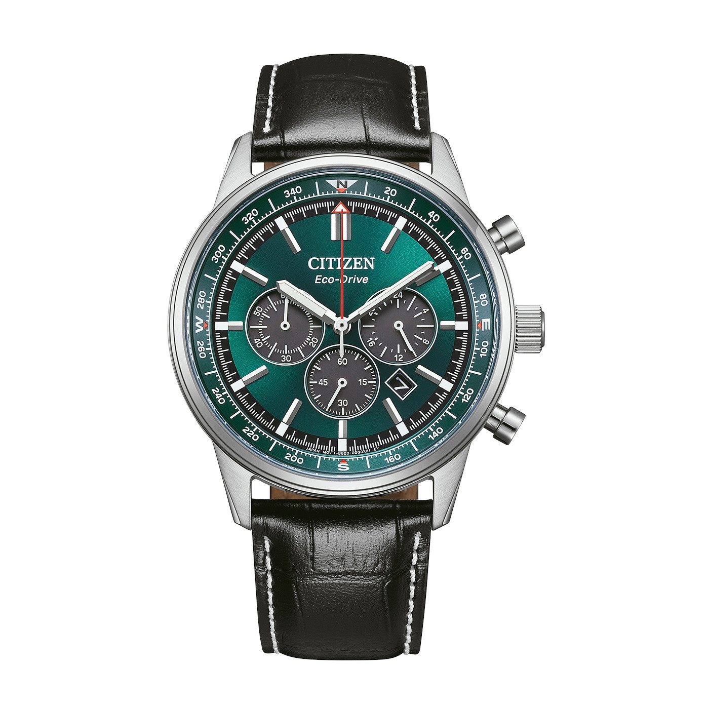 Citizen Chronograph Classic Chrono CA4720-01X, Armbanduhr, Solar, Herrenuhr, Lederarmband, analog, Big Date