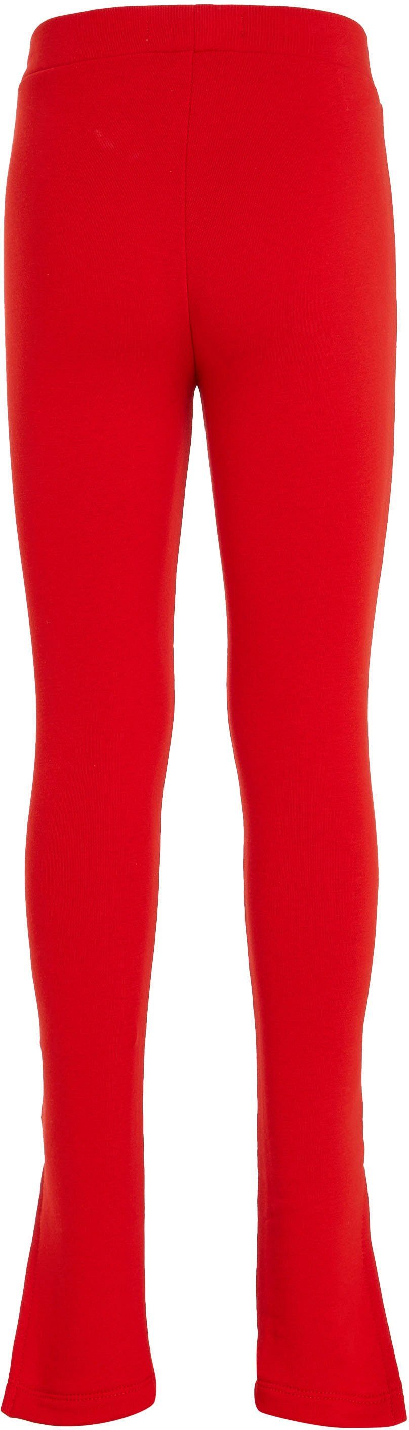 Tommy Leggings seitlichen Deep-Crimson an Beinen LEGGING den VARSITY Schlitzen Hilfiger mit TOMMY