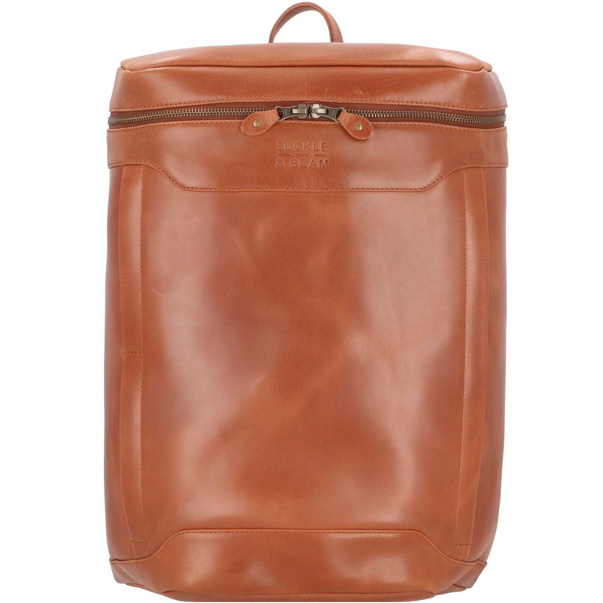 Buckle Leder Laptoprucksack & Siwa, cognac Seam