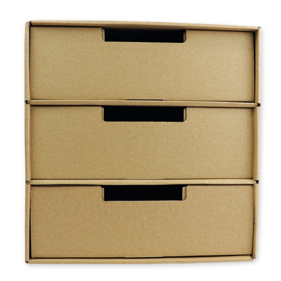 TimeTEX Schubladenbox Natura-Schubladen-Box A4 mit 3 Schüben, aus Pappe