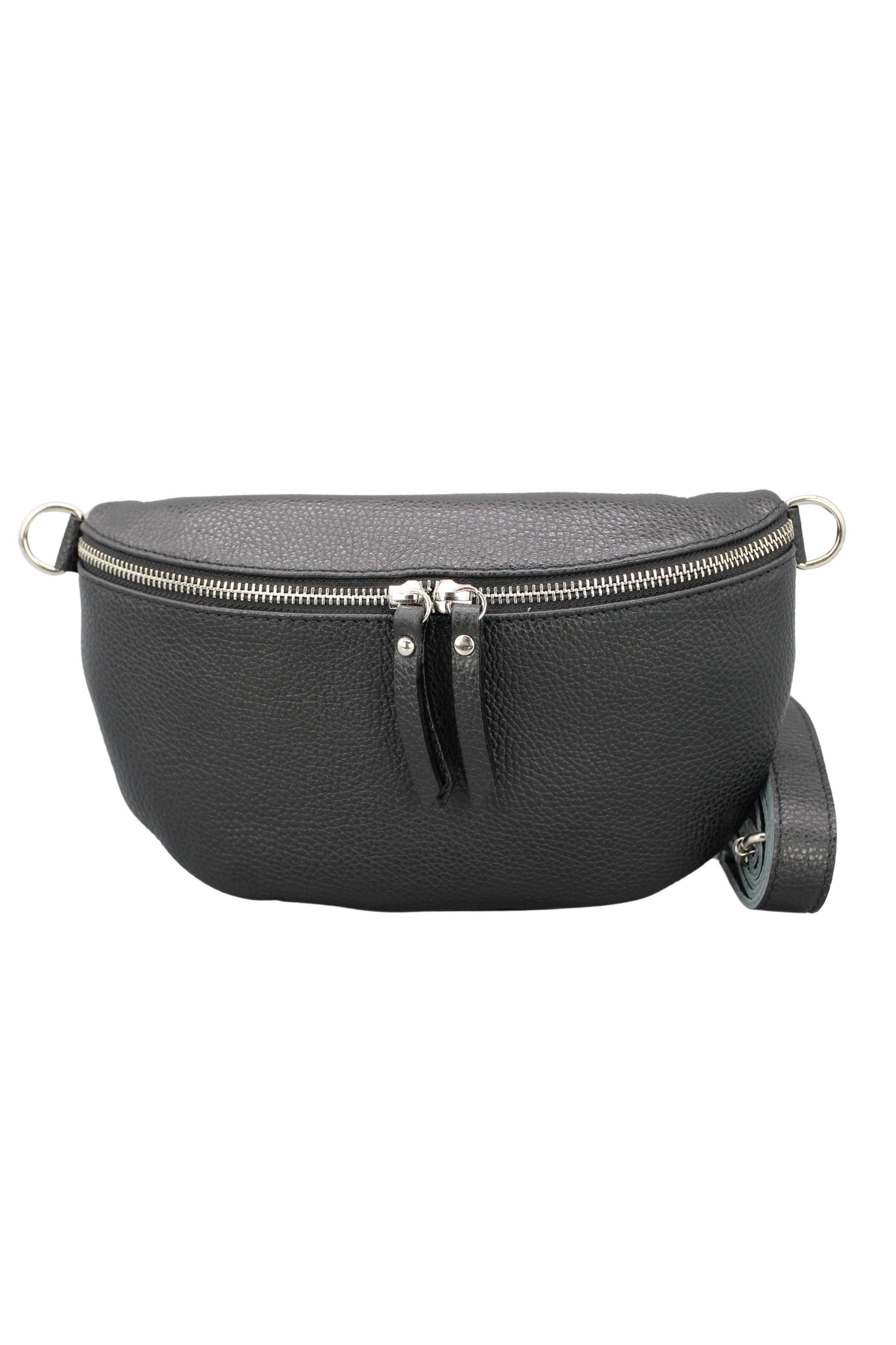 BRISE TASCHE Schultertasche Serra Echtledertasche mit 2 Riemen, Bauchtasche vielseitig tragbar, 2 Trageriemen: Leder & Zickzack-Design, verstellbar, Echtleder