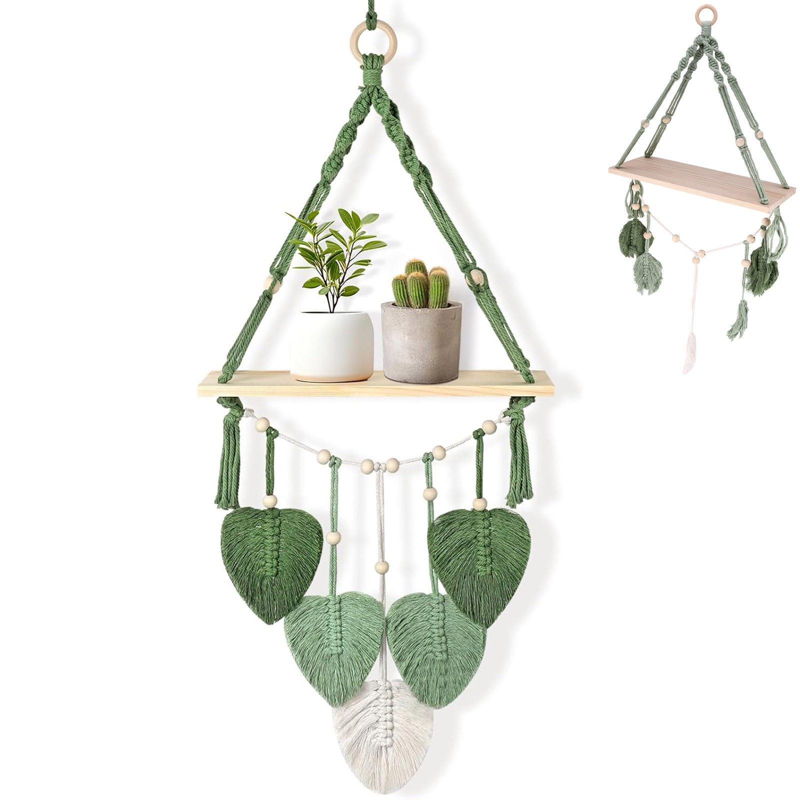 BlingBin Wandregal Holz Regal Wand, Boho Blatt Wandbehang Regal, Schwebereg günstig online kaufen