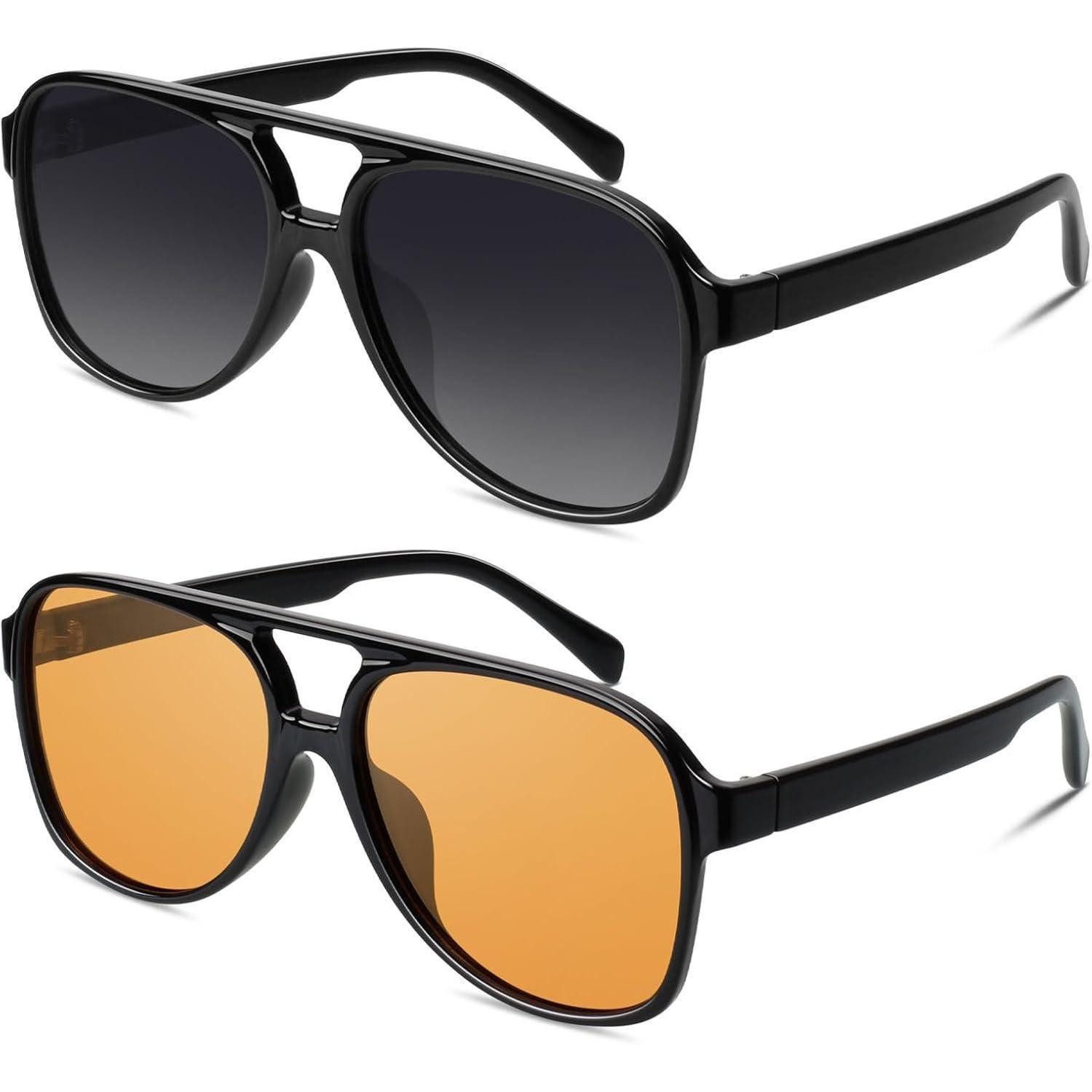 LuxusKollektion Pilotenbrille Pilotenbrille Retro Damen Herren 2 Schwarz Grau & Schwarz Gelb