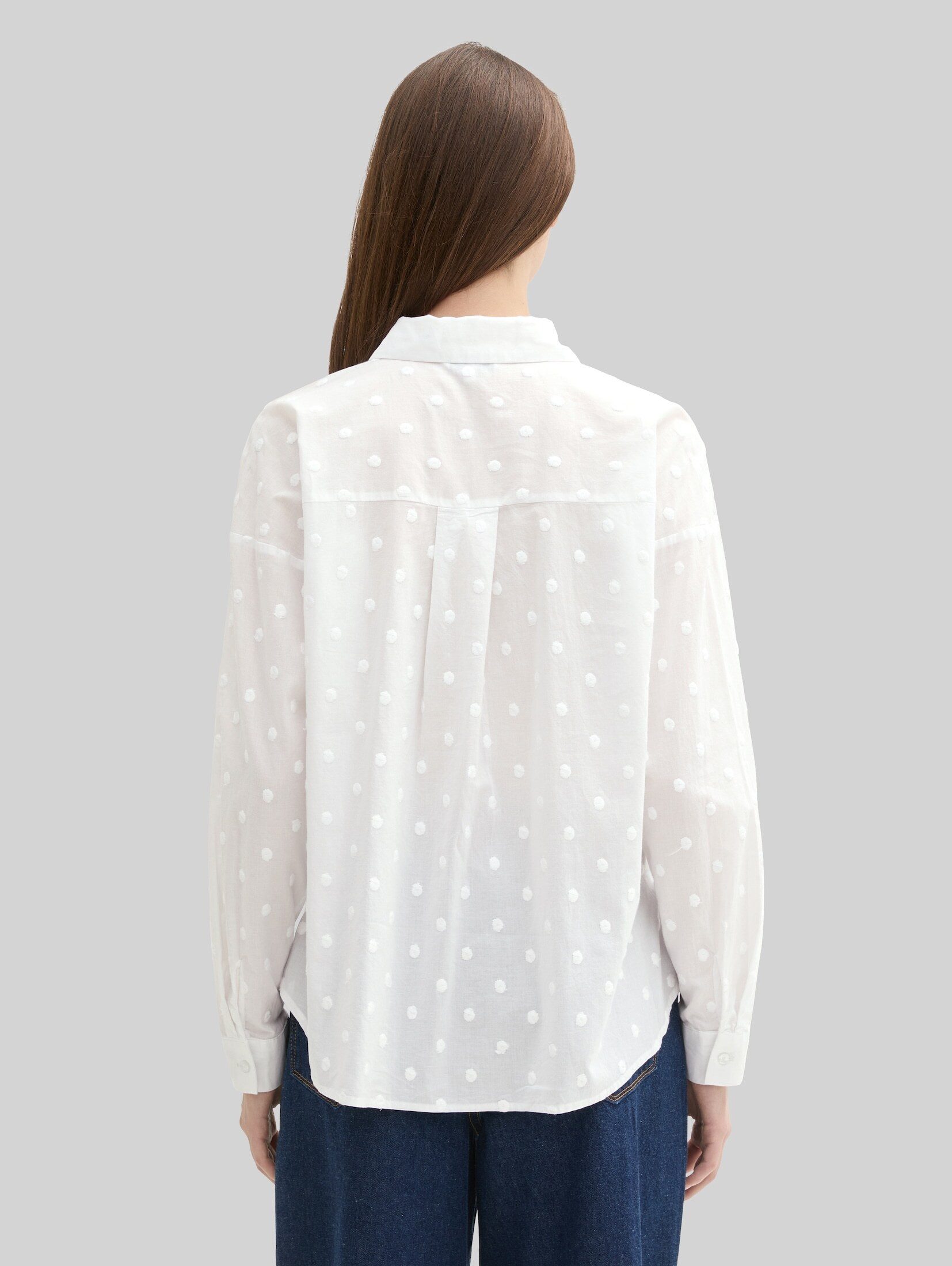 TOM TAILOR Denim Langarmbluse Blusen & Shirts Hemdbluse mit gepunkteter Struktur