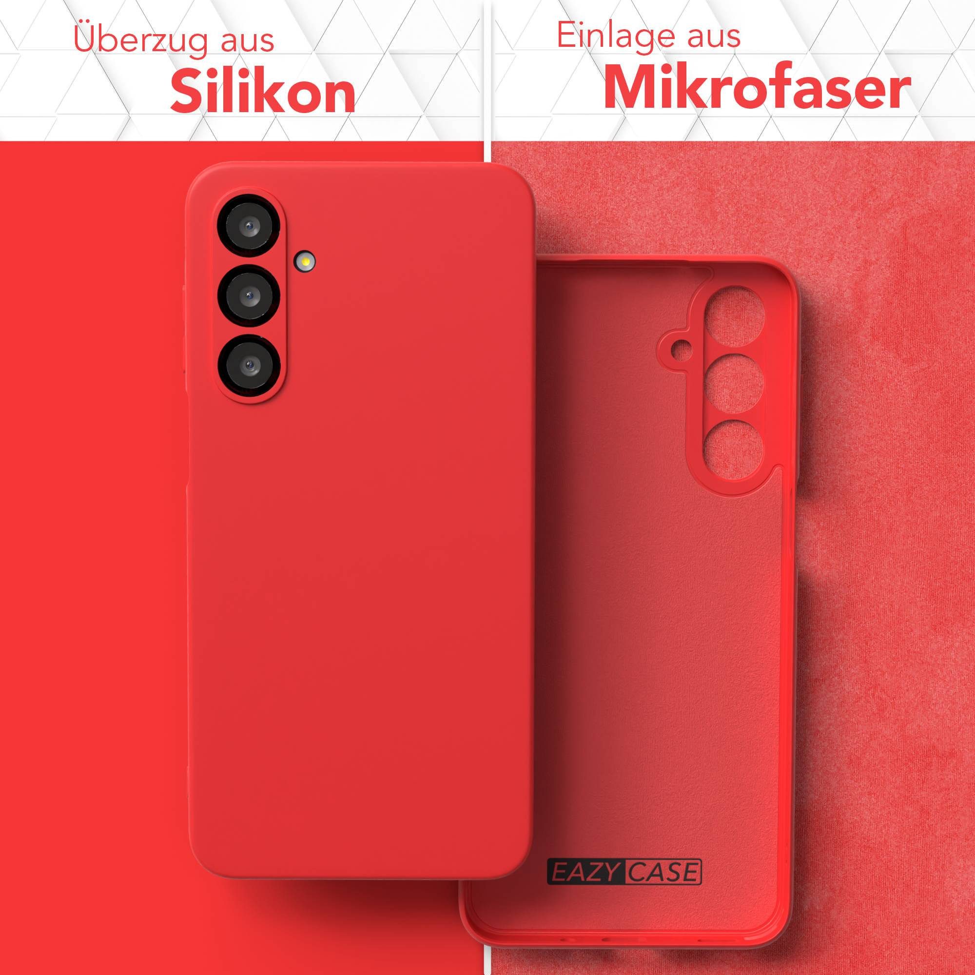 EAZY CASE Handyhülle für Samsung Galaxy A16 Hülle Silikon 6,7 Zoll, Silikon Schutzhülle mit Kameraschutz stoßfest Handycover elastisch Rot