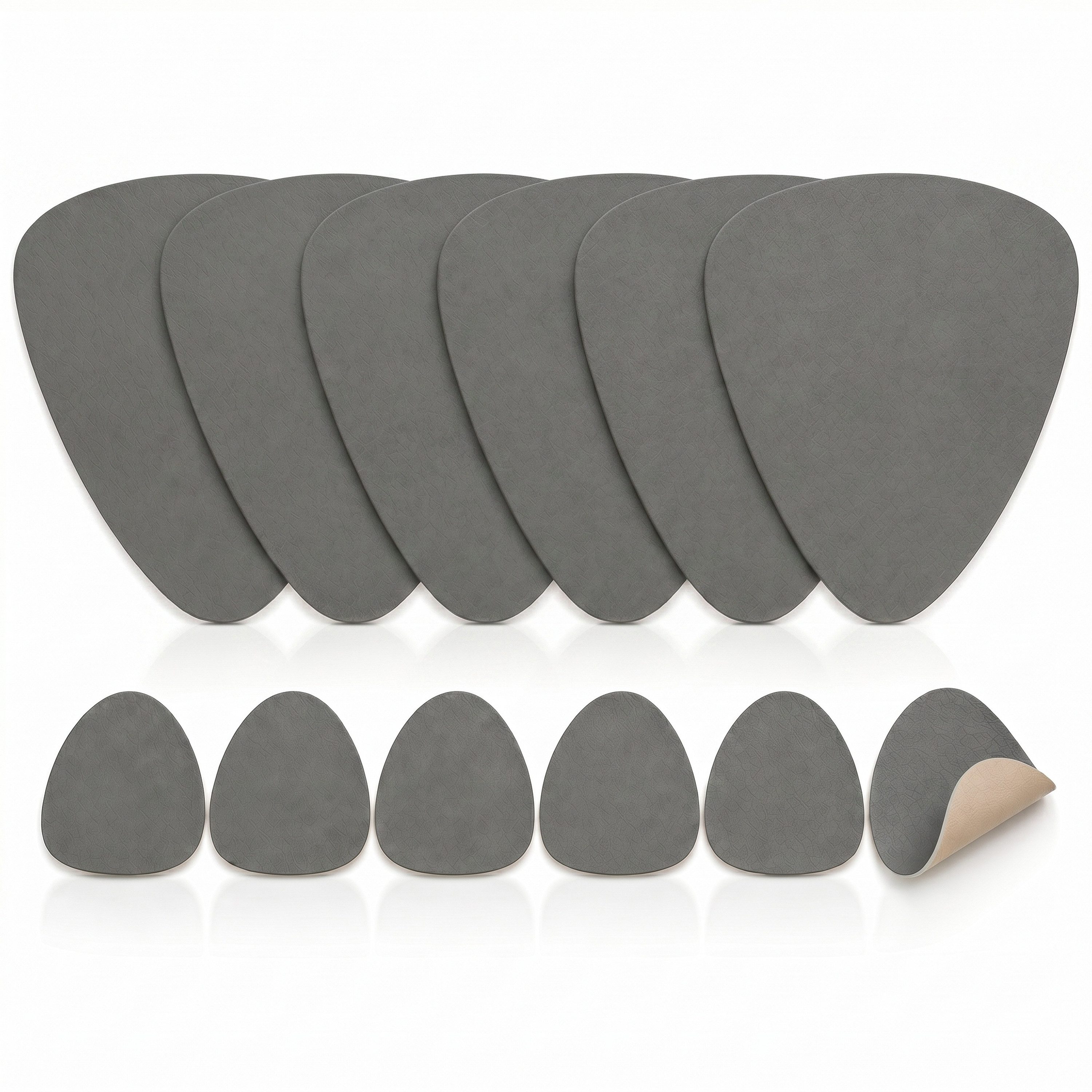 Arendo 6er Set Premium Tischset doppelseitig, Kunstleder, rutschfest, oval, (Set, 12-St., 6 Tischsets + 6 Getränkeuntersetzer), wasserabweisend, abwischbar, Tellerunterlage & Getränkeuntersetzter