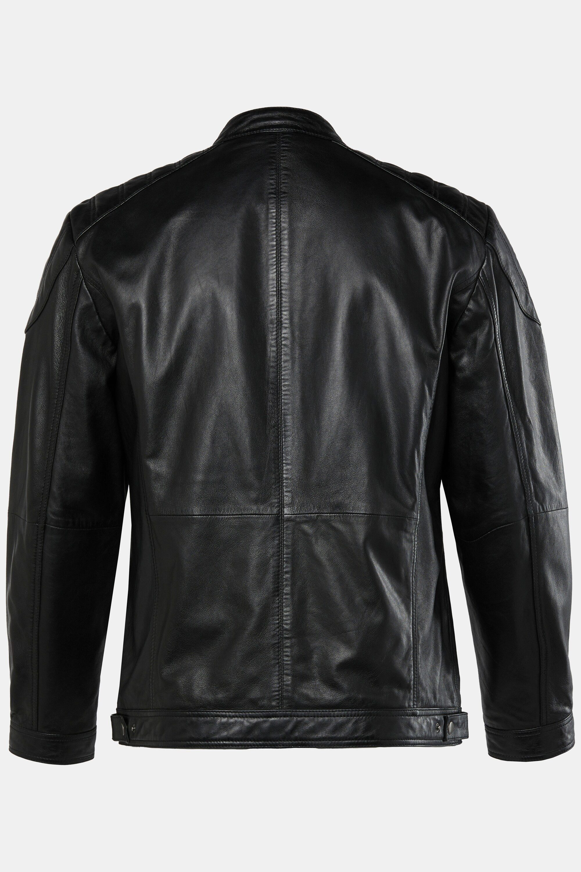 Men Plus Lederjacke Leder-Bikerjacke Leder Stehkragen Metallzipper