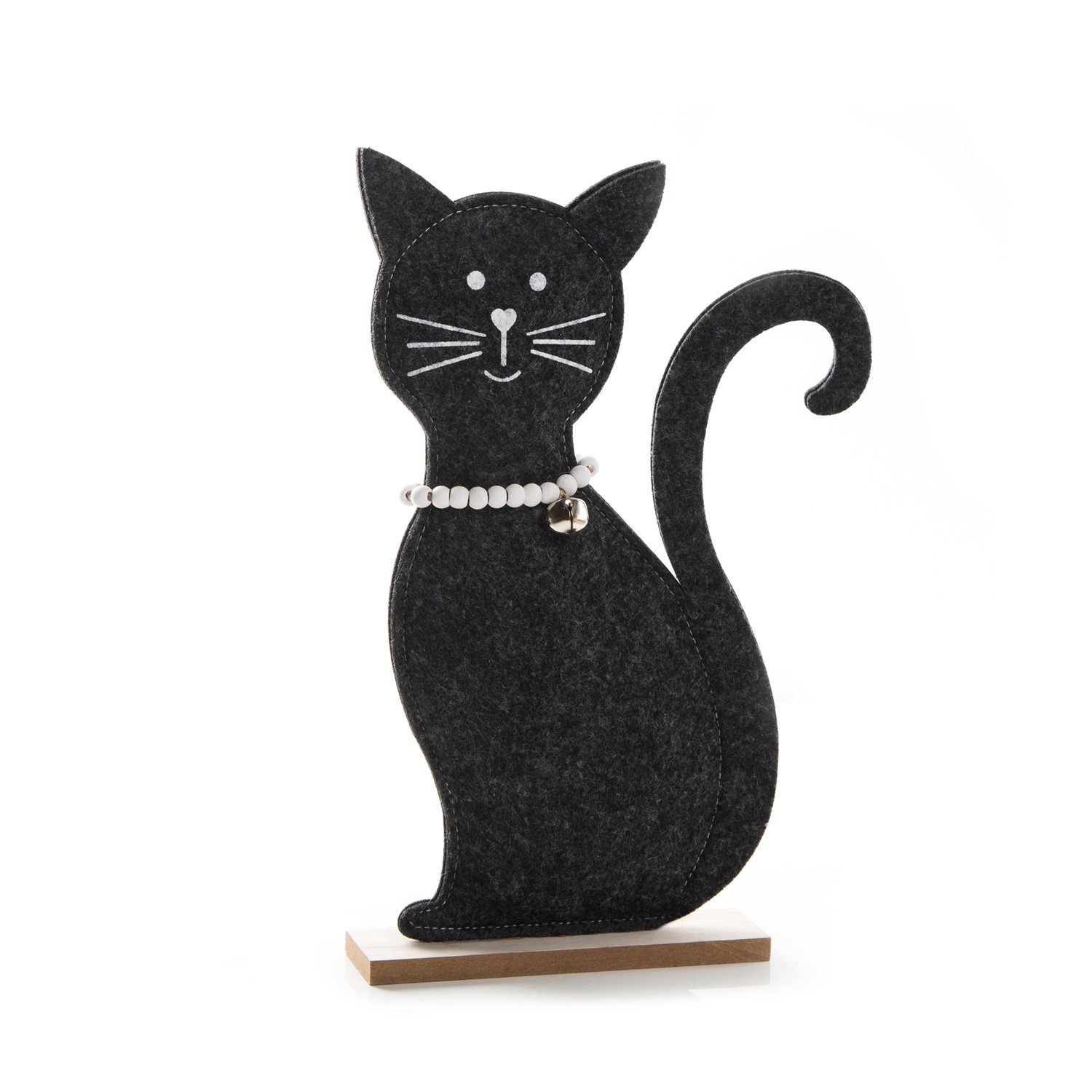 Dekofigur Kleine schwarze Katze 18 cm schwarz weiß