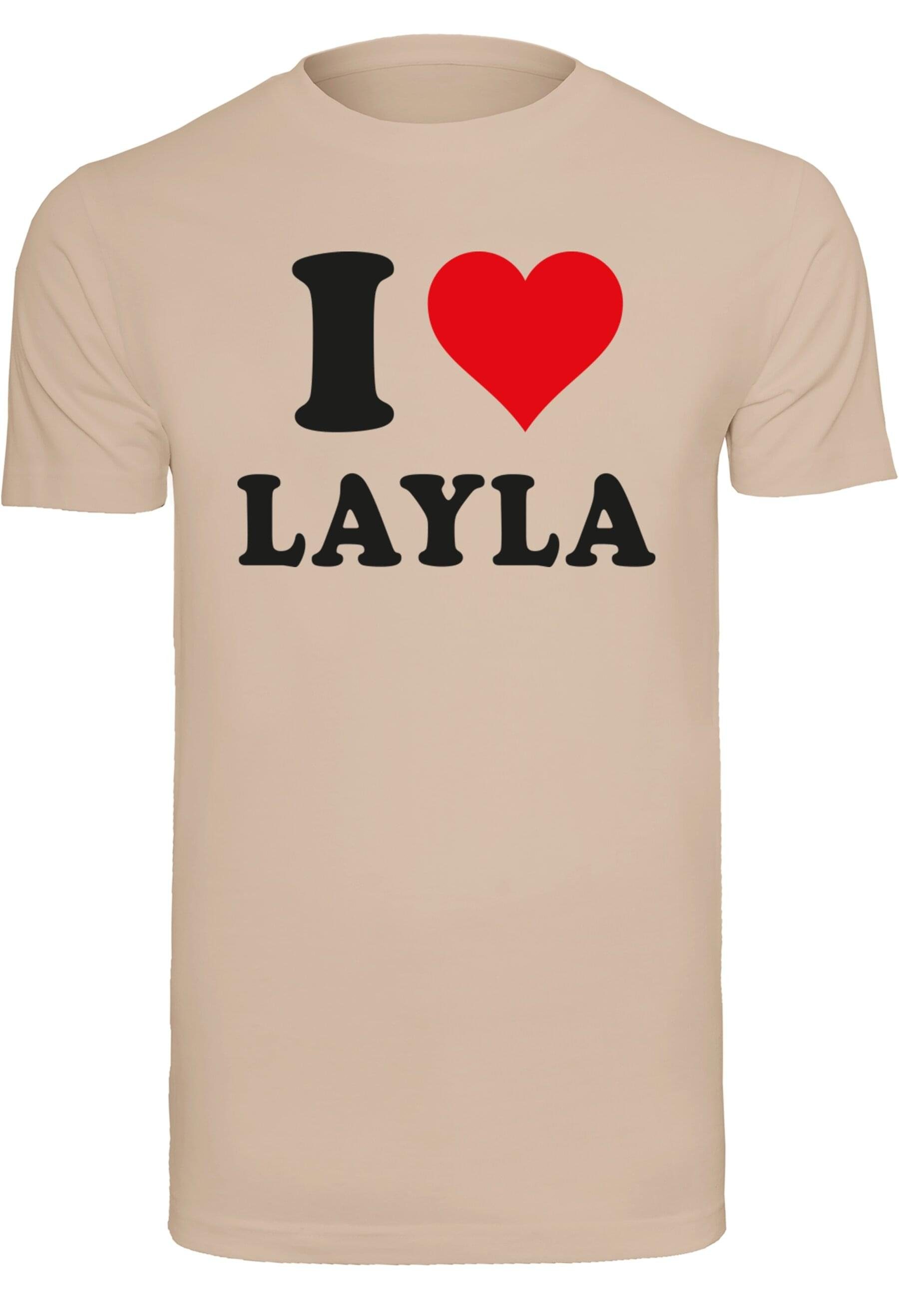 Merchcode T-Shirt Herren I Love Layla T-Shirt (1-tlg) sand