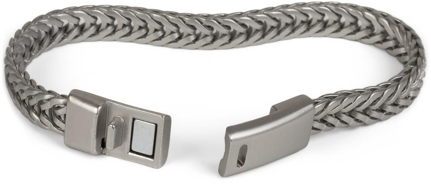 Magnetverschluss Silber Armkette matt styleBREAKER (1-tlg), mit Armband Zopfkette
