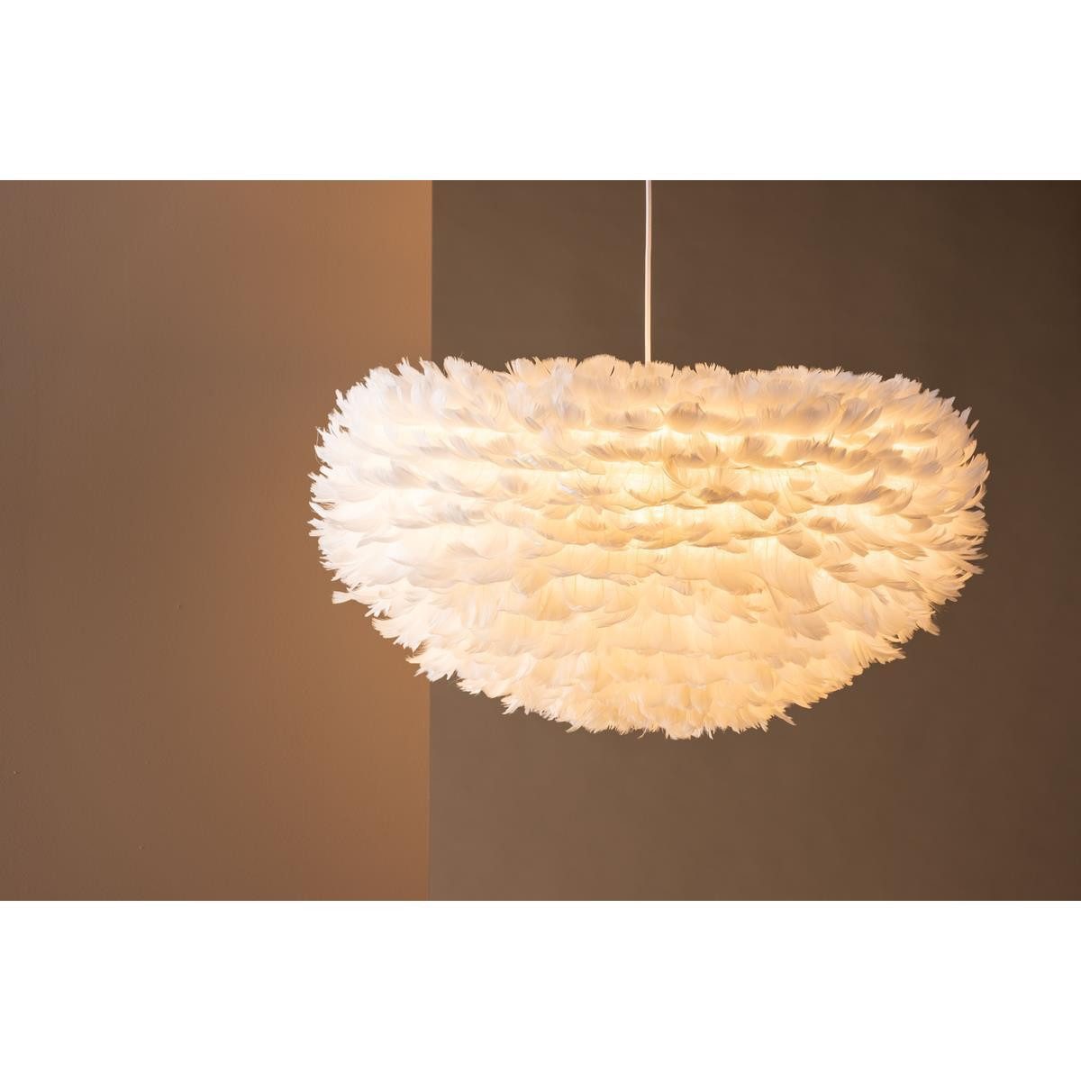 BOURGH Hängeleuchten NICOLA Hängelampe - Pendelleuchte 75x75cm weiß in Feder-Optik, E27 Fassung, weiss
