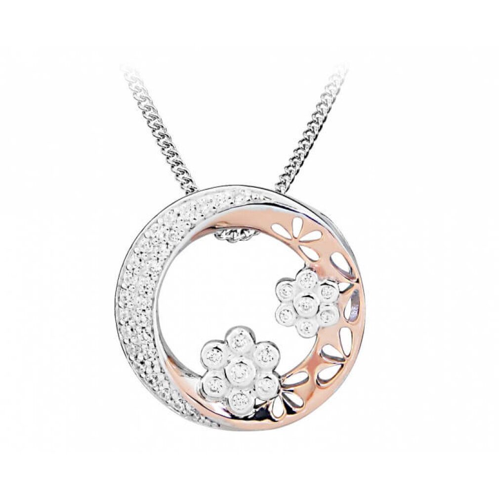 Kette mit Einhänger Romantic bicolor necklace with zircons SC431