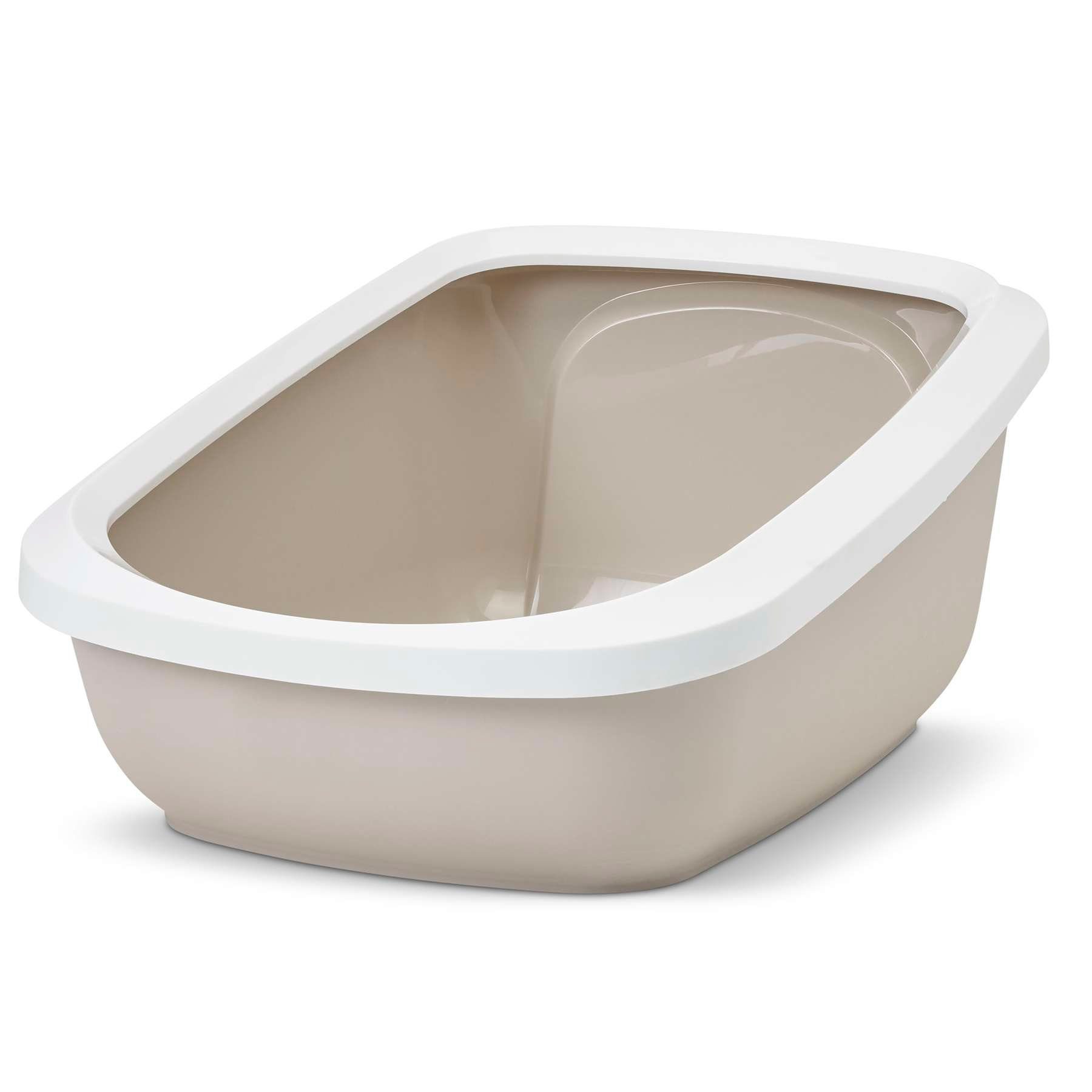 PETGARD Katzentoilette Katzentoilette Katzenklo mit Rand ASEO JUMBO weiss-beige, mit Rand beige-weiss