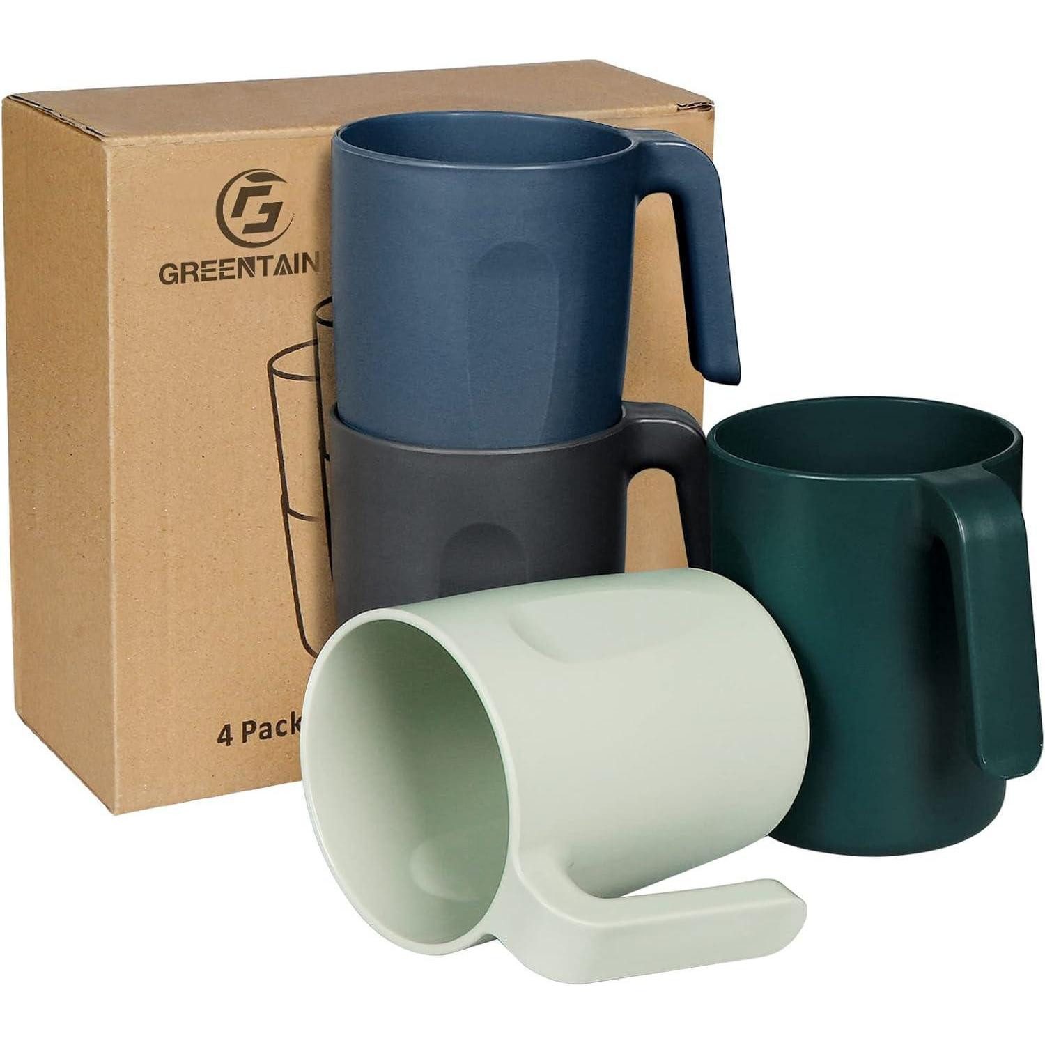 Greentainer Becher Tasse mit Henke 4er Kaffeetassen 450 ml Trinkbecher ohne Melamin